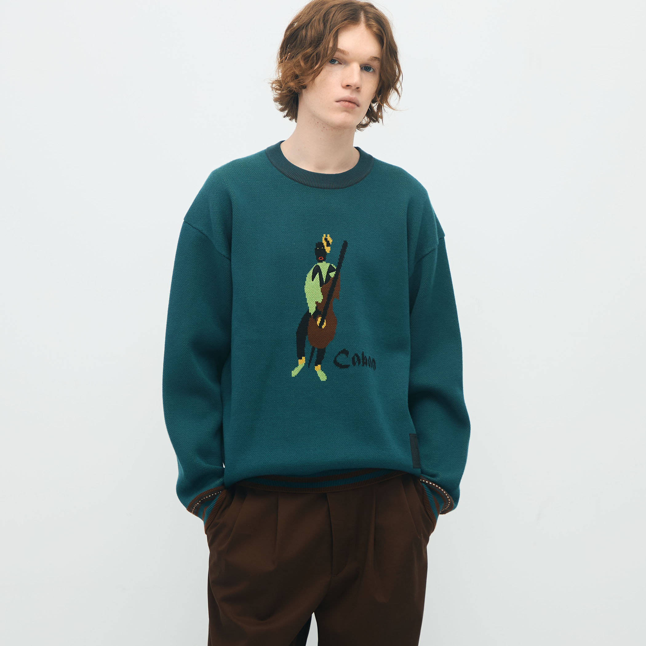 CABaN コットンカシミヤジャカード JAZZ WOODBASE クルーネックプル