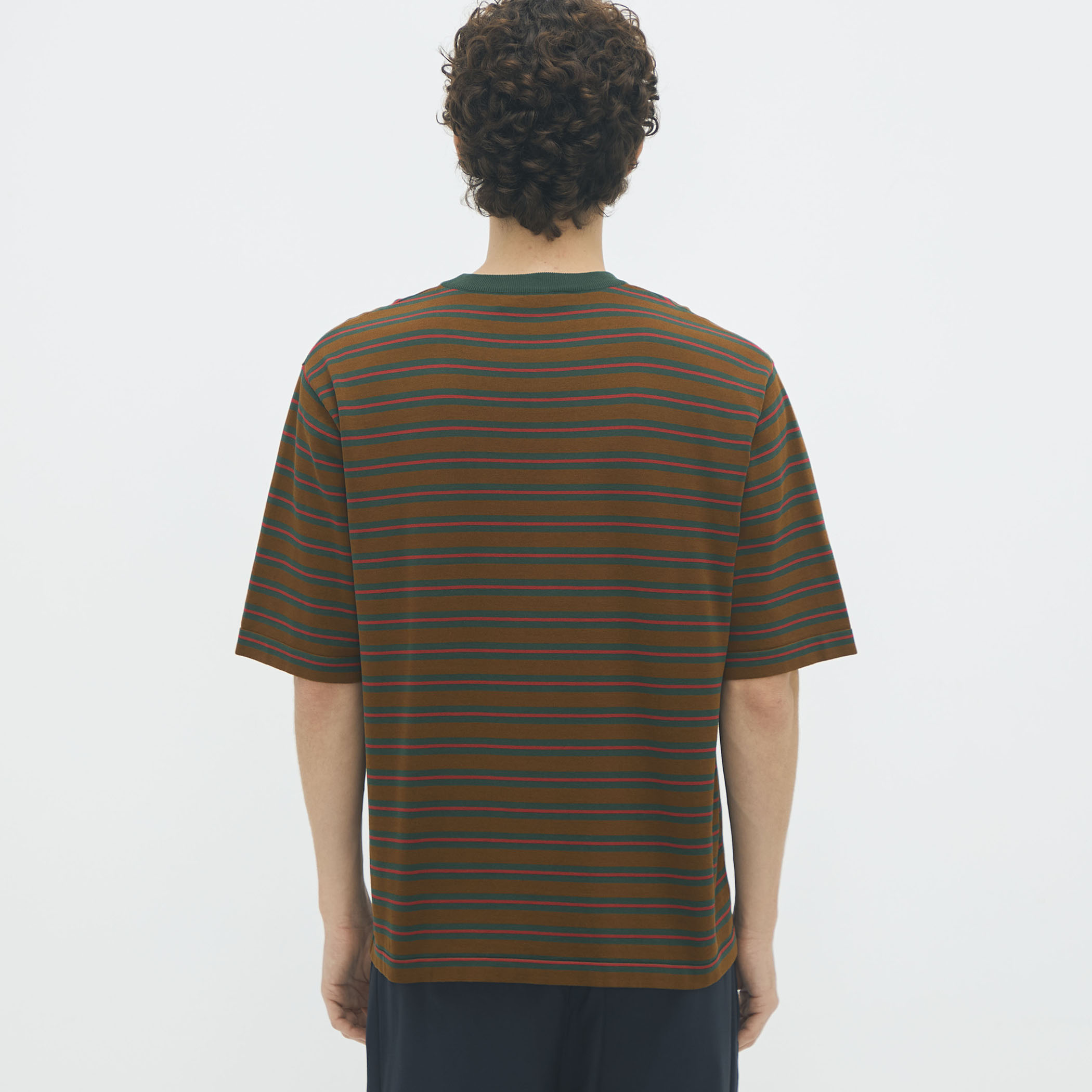 CABaN コットン ハイゲージストライプ クルーネックプルオーバー