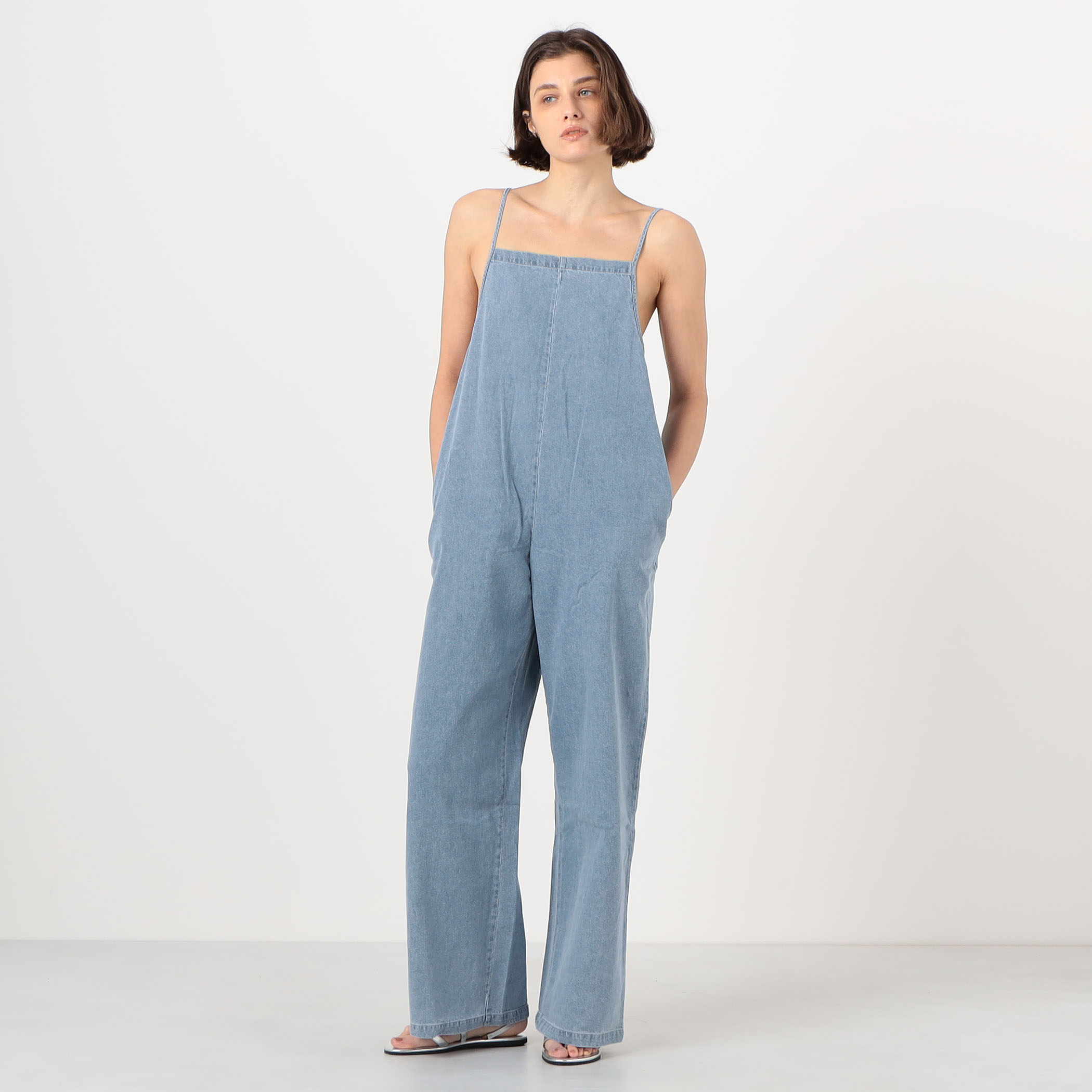 BASERANGE YUMI JUMPSUIT コットンシルクデニム ジャンプスーツ