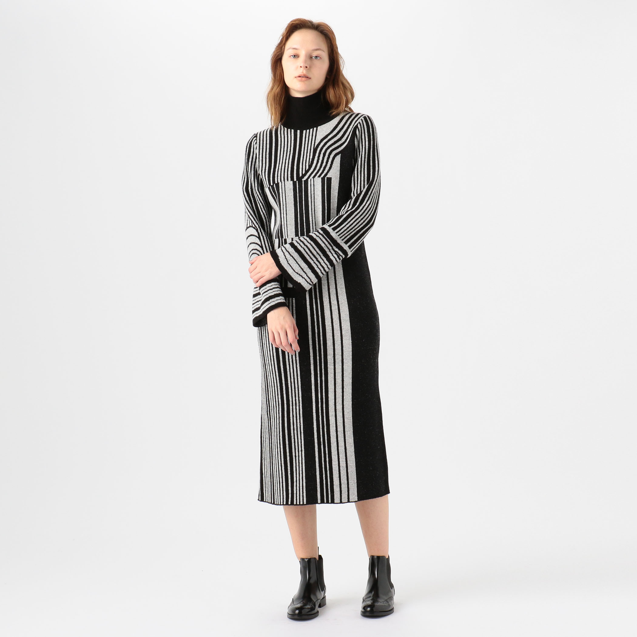 Mame Kurogouchi Multi-Stripe Jacquard Knitted Dress キュプラウール