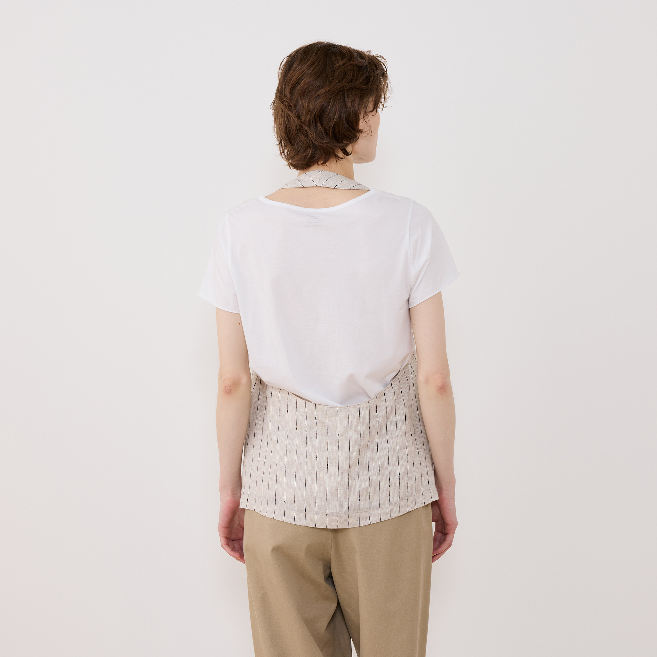 TOMORROWLAND PILGRIM リネン ベージュ ストライプ レーヨン セール】 バイカラーストライプ スタンドネックブラウス （シャツ