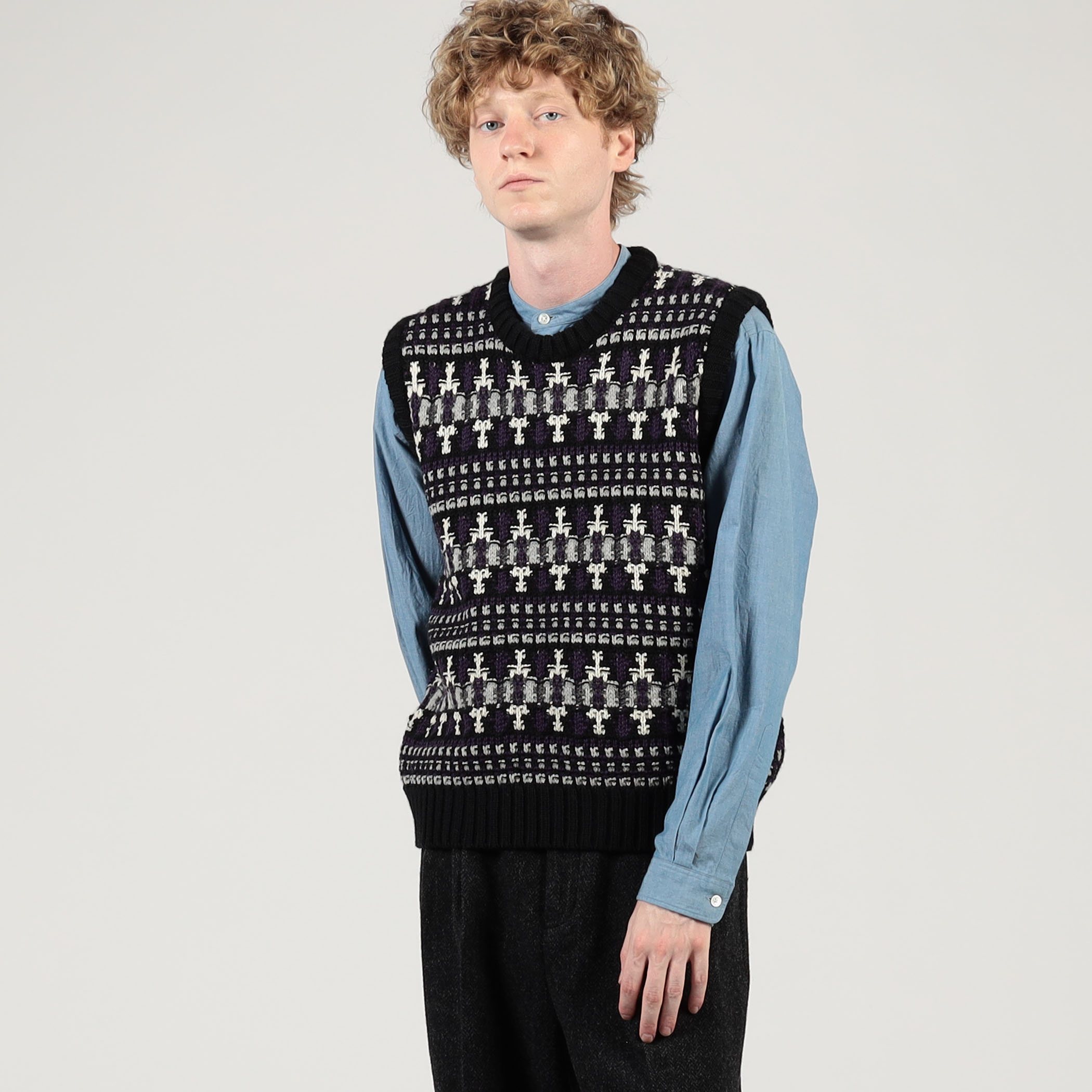 別注】Redeux メリノウールフェアアイル柄 クルーネックニットベスト