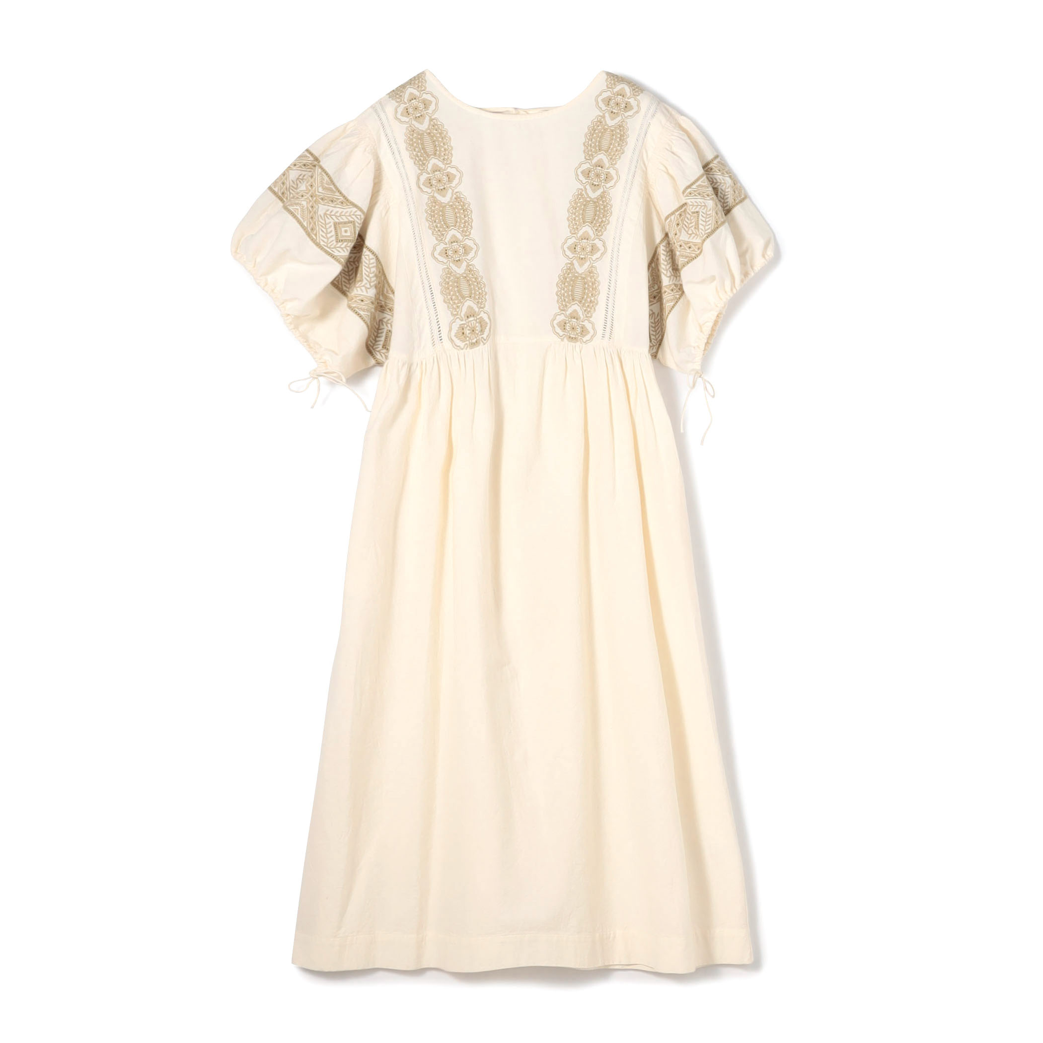 コットンエンブロイダリー ボリュームスリーブワンピース