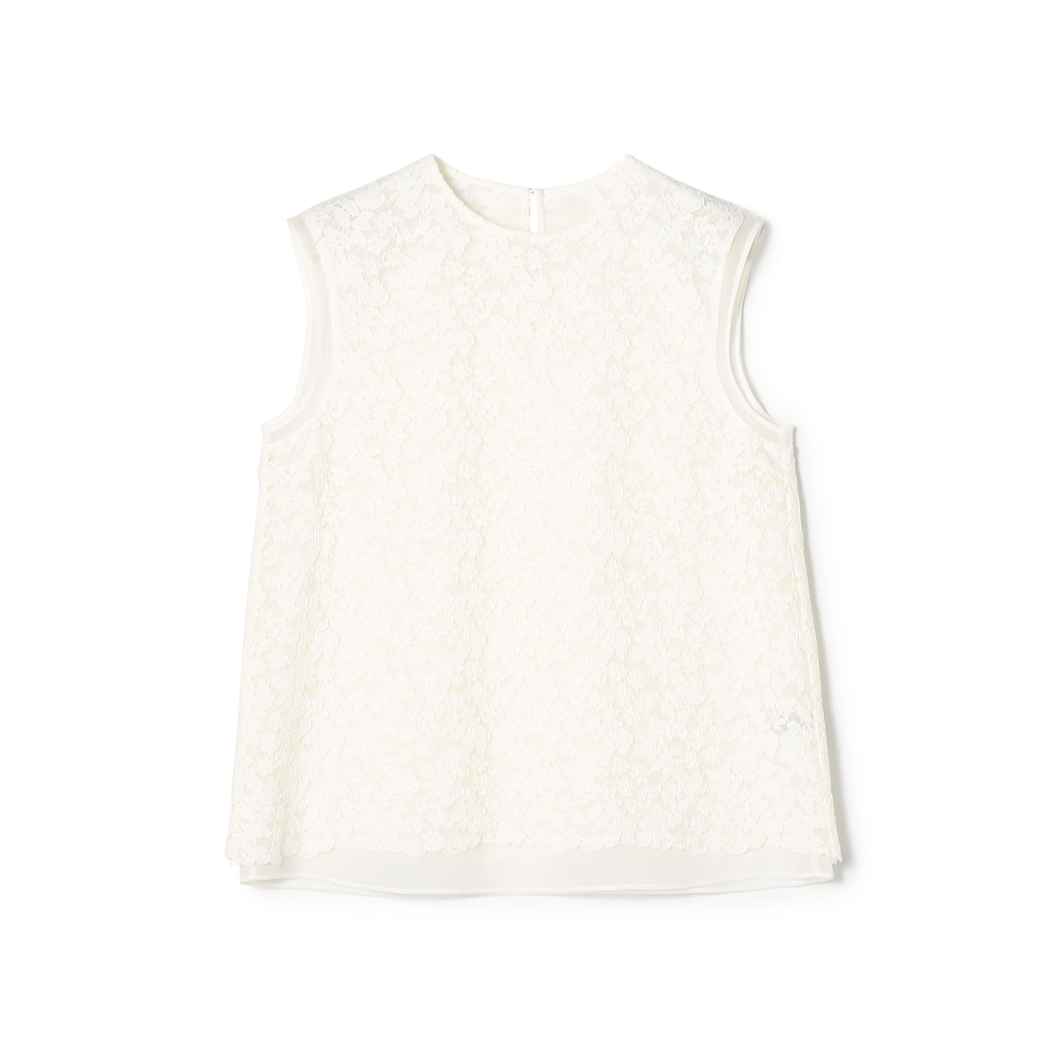 リーフフラワー レイヤードノースリーブブラウス