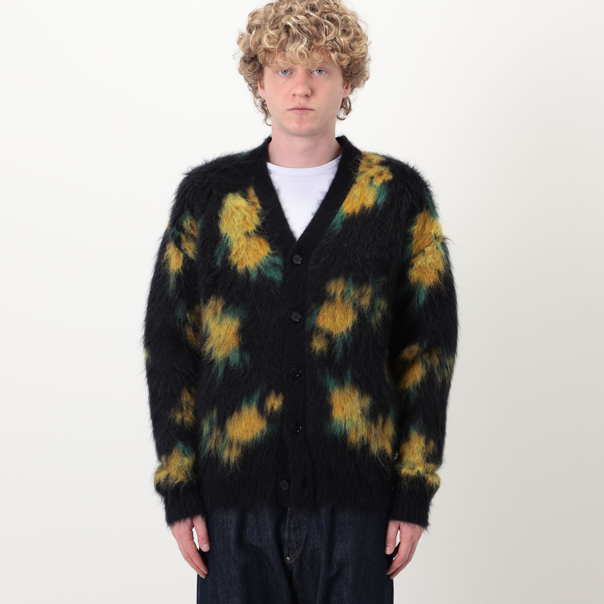 JIL SANDER MOHAIR SILK FLORAL DOUBLE FACE JACQUARD KNIT