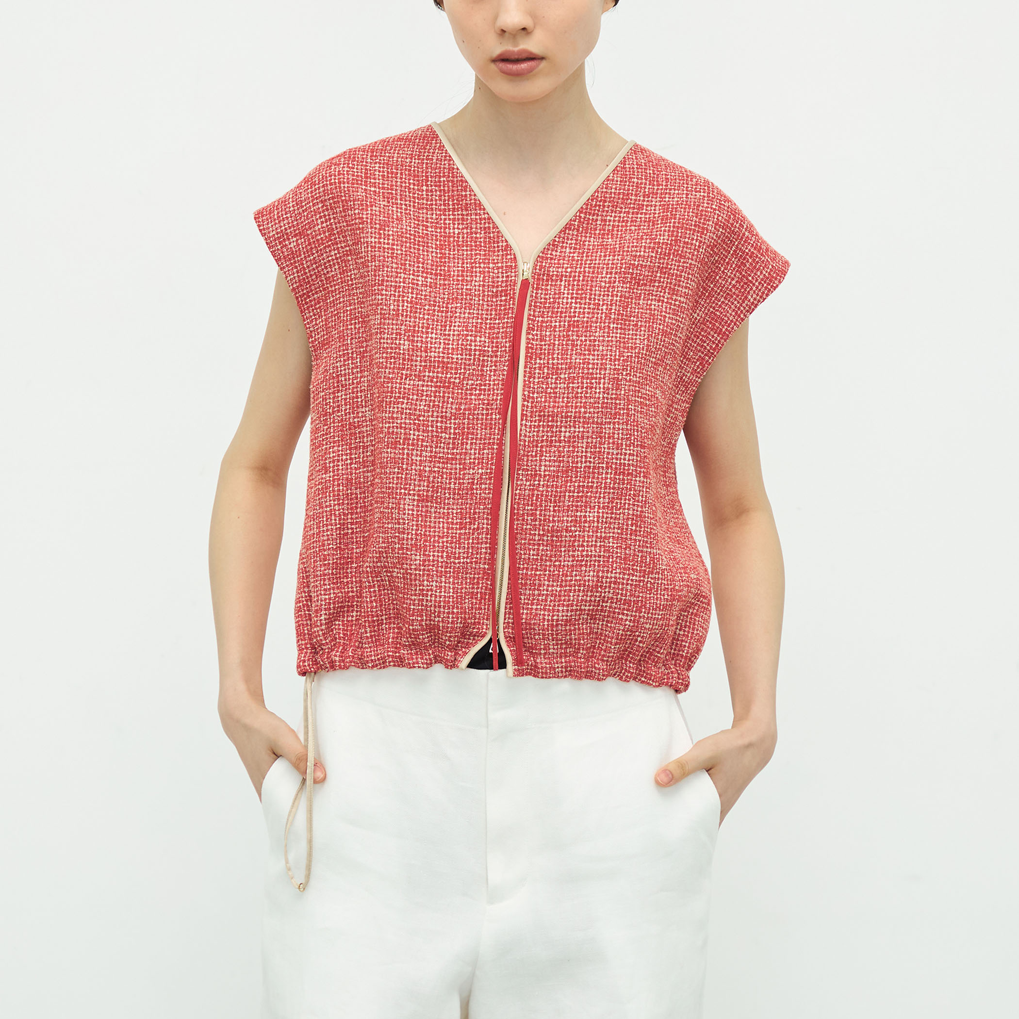 TOMORROWLAND .B リネンシルクツイード キャップスリーブトップ リネンシルクツイード キャップスリーブトップ