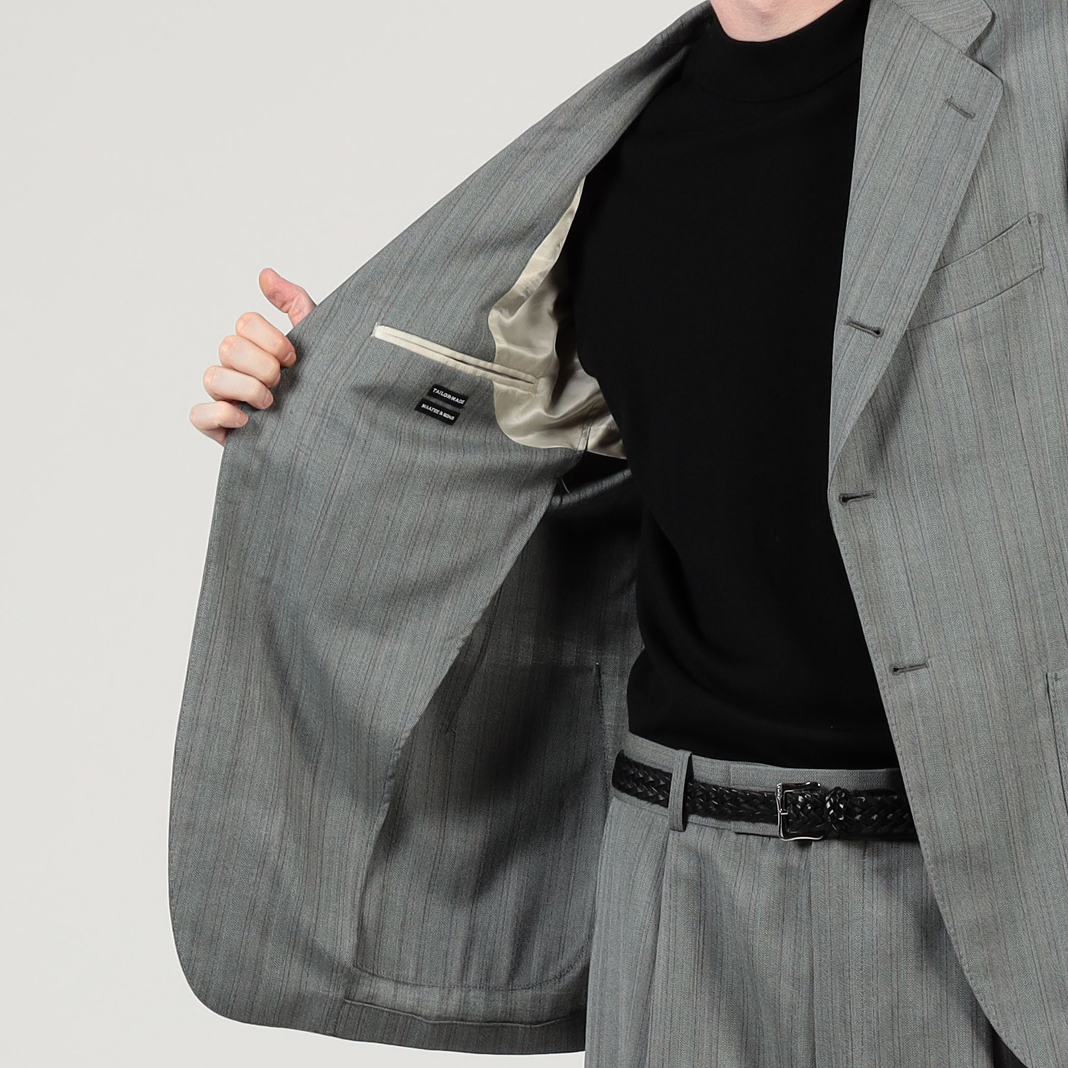 サイズ3 マーティーアンドサンズ アンコンシングルジャケット 撚杢へリンボーン サイズ3 マーティーアンドサンズ アンコン シングルジャケット 撚杢