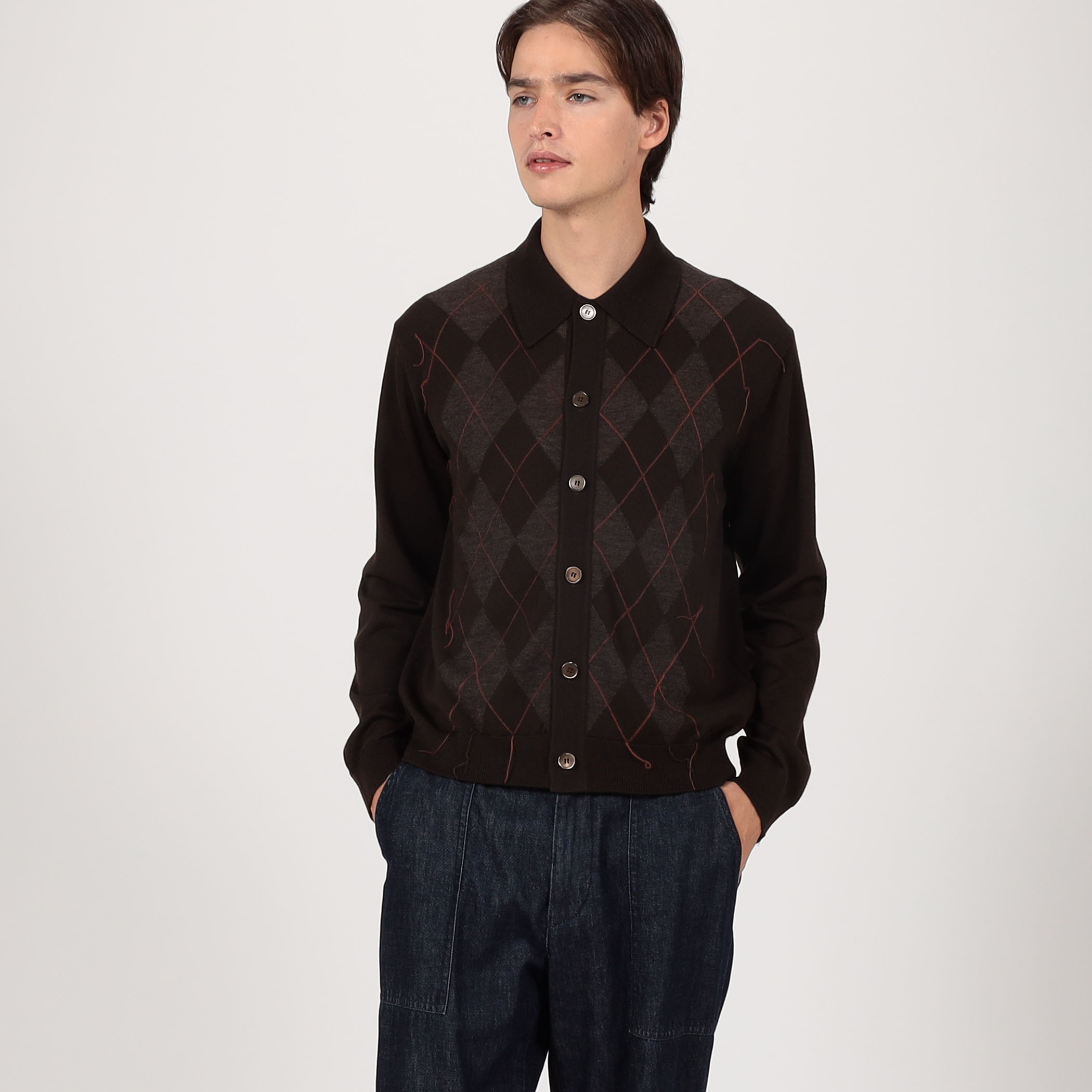 【最終値下げ】our legacyイブニングポロ アーガイルパターン OUR LEGACY EVENING POLO アーガイル柄 カーディガン ニット (OUR