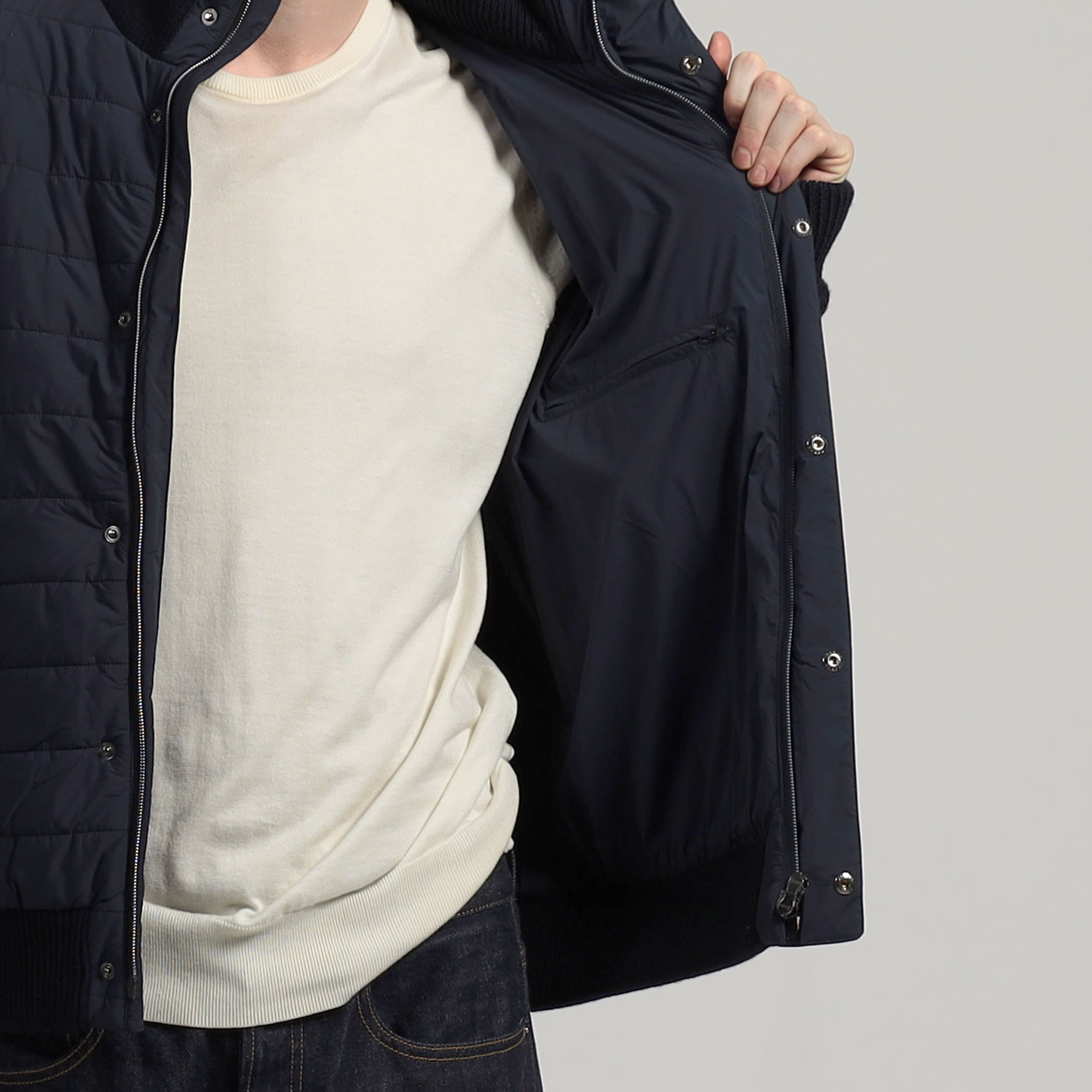 HERNO ライトナイロンストレッチ ニットコンビ ブルゾン