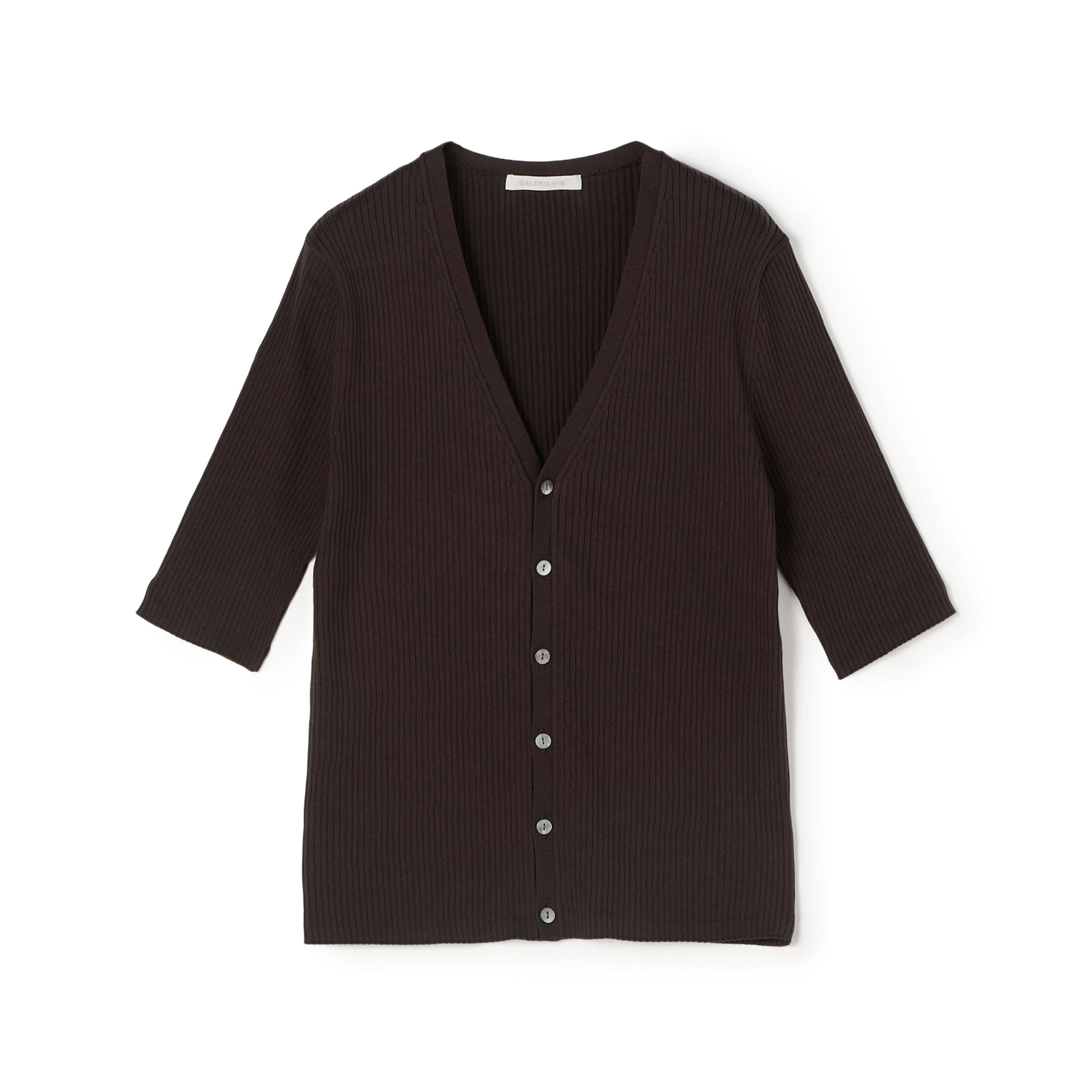 ギザコットンリブ ハーフスリーブカーディガン