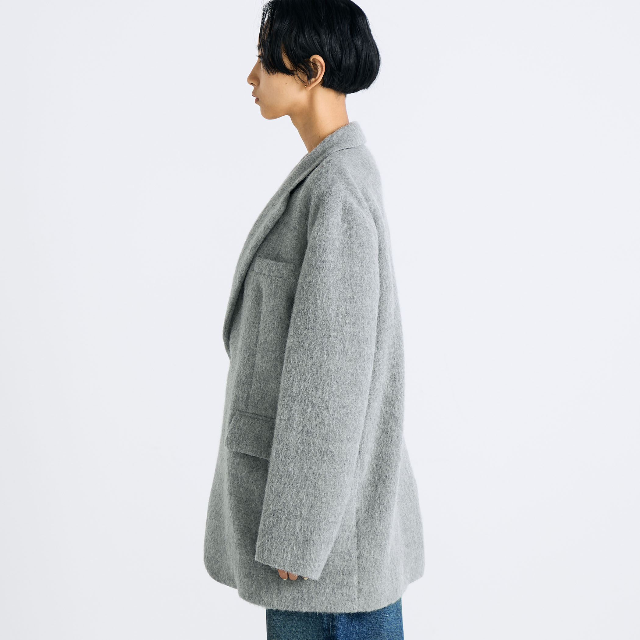 美品✧ミスクロエ アルパカ混 シャギーコート ダブル フレア グレー 40 BPF01_11_11084408102_1700