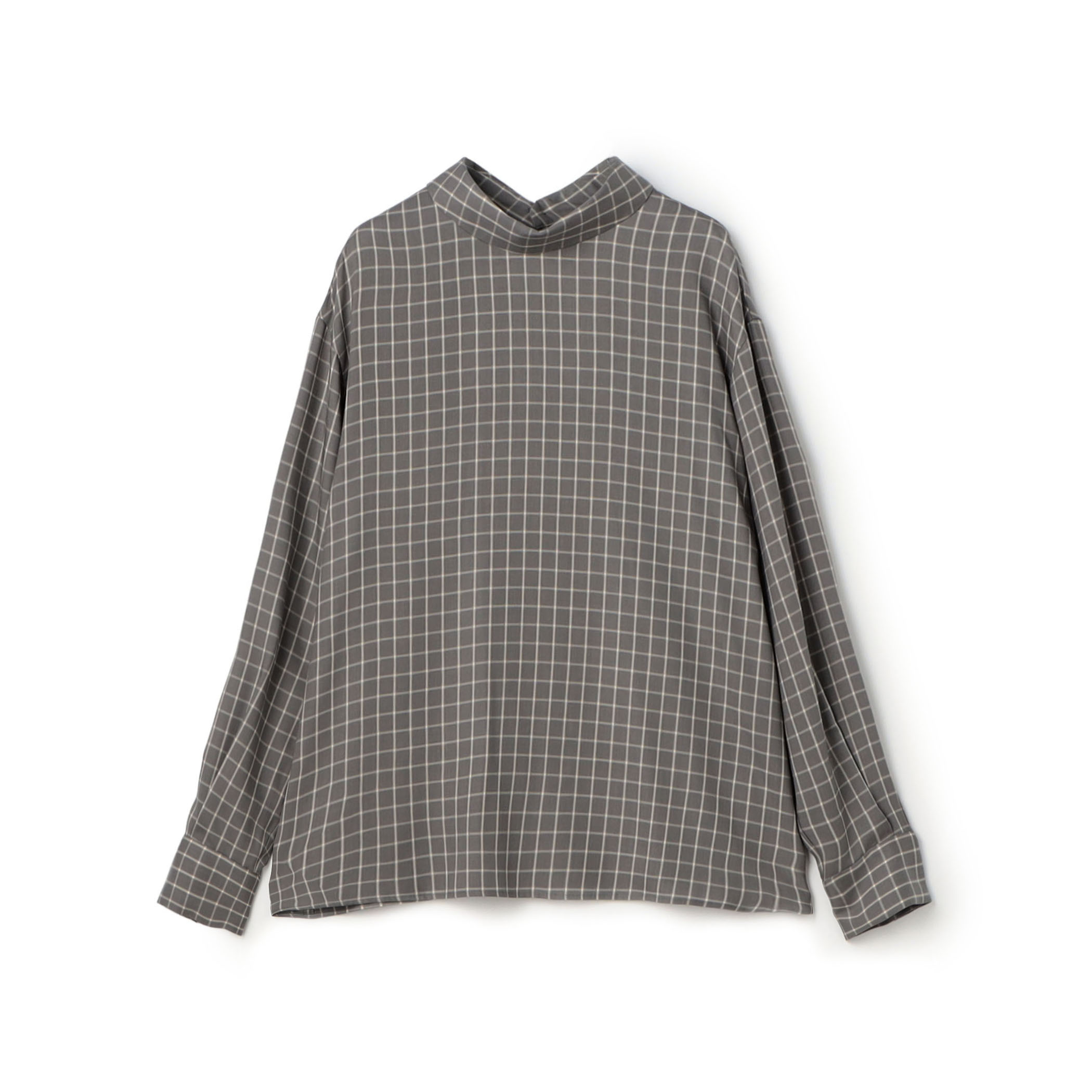 【WEB先行予約】セルロースツイルプラッド ハイネックブラウス