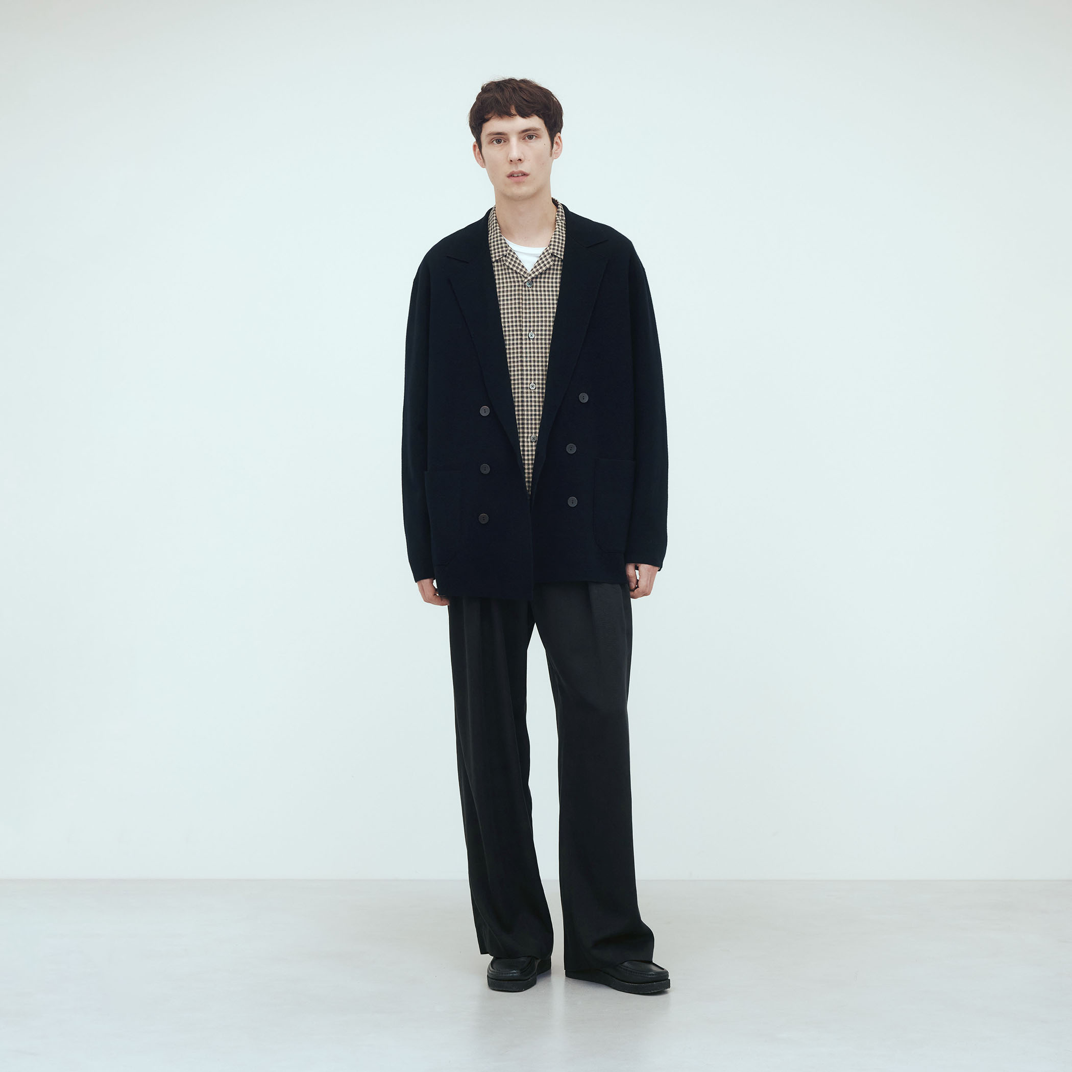ウーステッドウールミラノリブ ダブルブレストジャケット