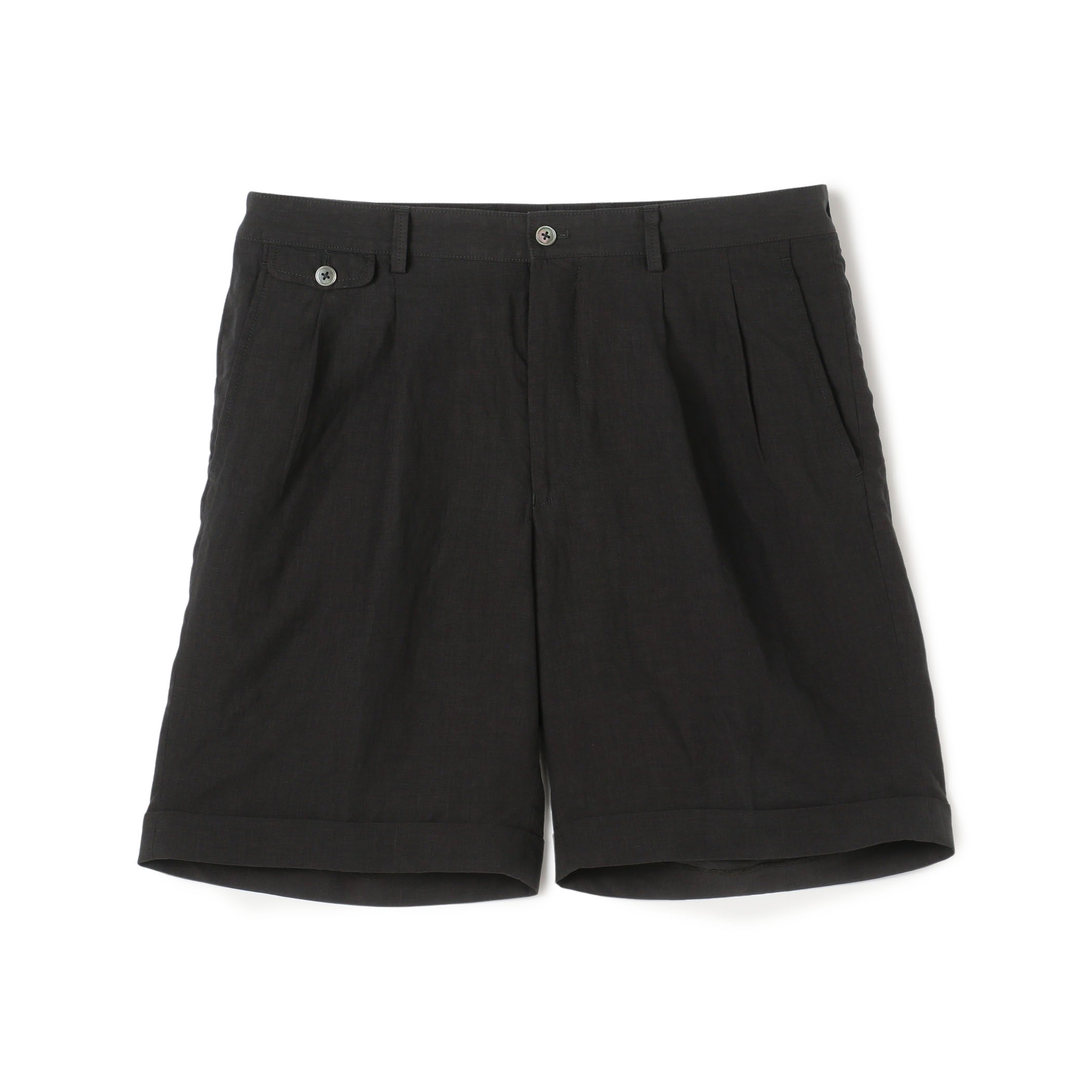 80リネン 2プリーツバミューダショーツ