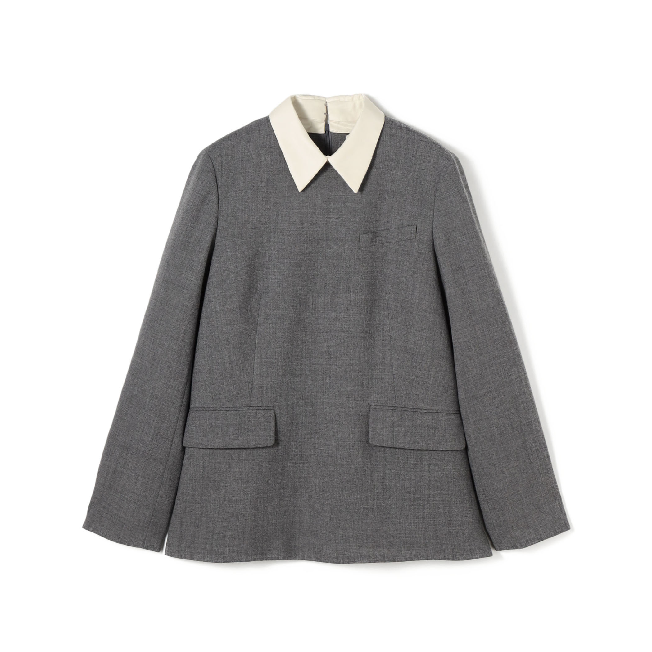 ウールジョーゼット ボクシー プルオーバーブラウス