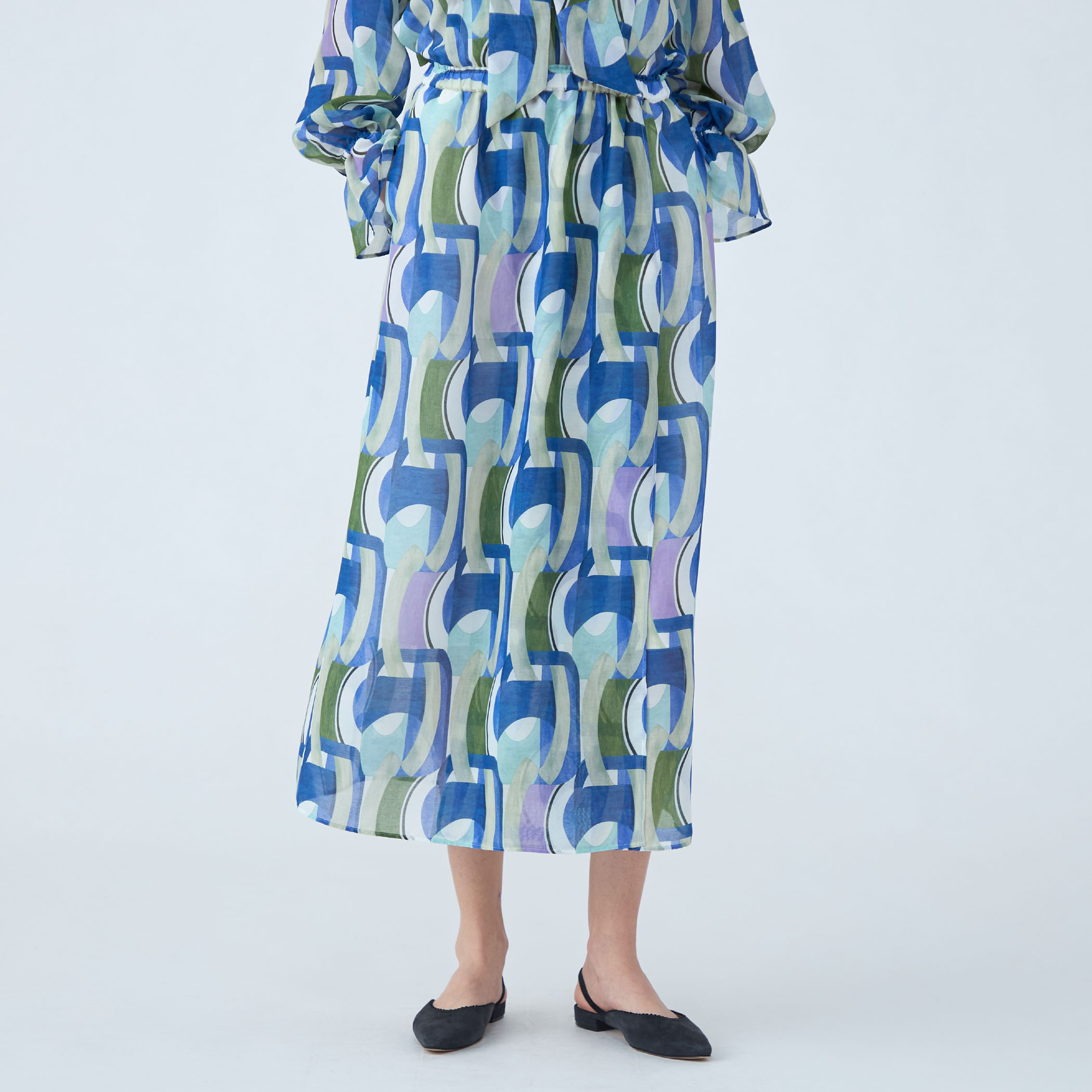 □オプティカルプリント イージーラップスカート｜トゥモローランド