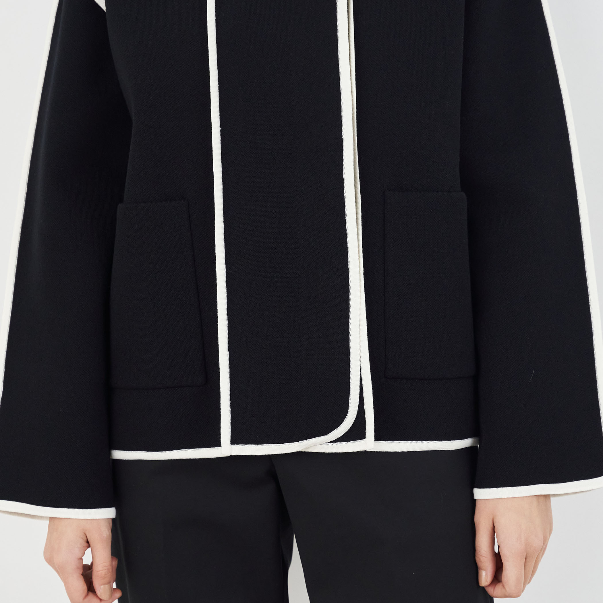 レーヨンナイロンダブルフェイス クルーネックジャケット