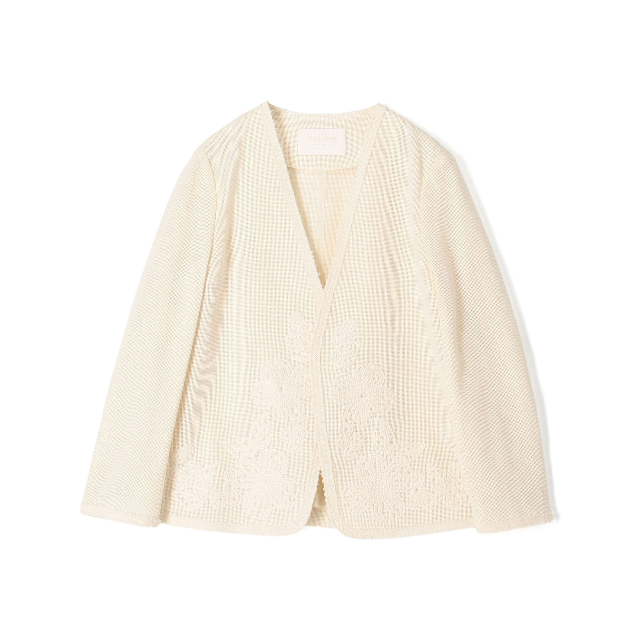 フラワーメッシュエンブロイダリー Vカラージャケット