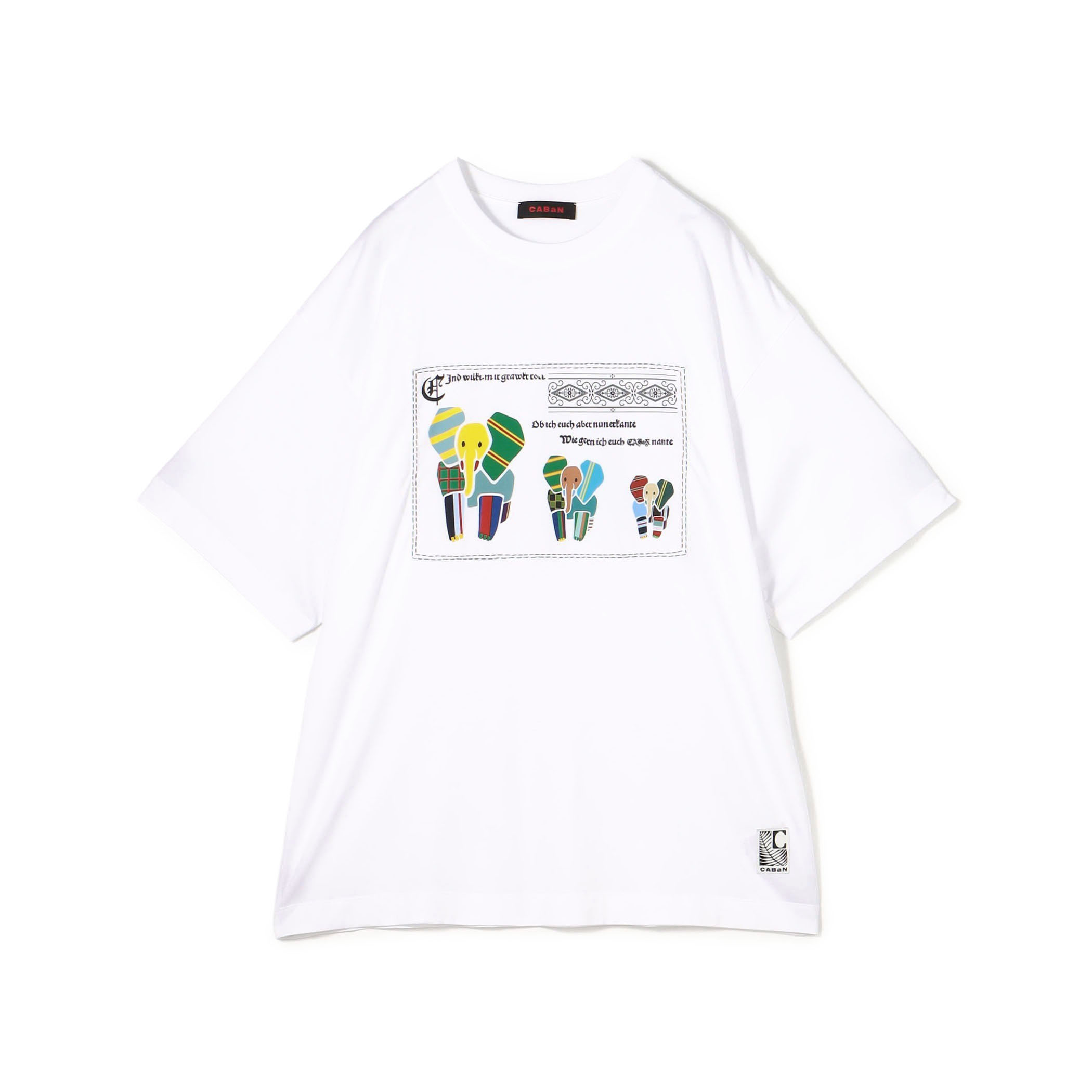 CABaN スビンコットン MIX PATTERNED ELEPHANT Tシャツ