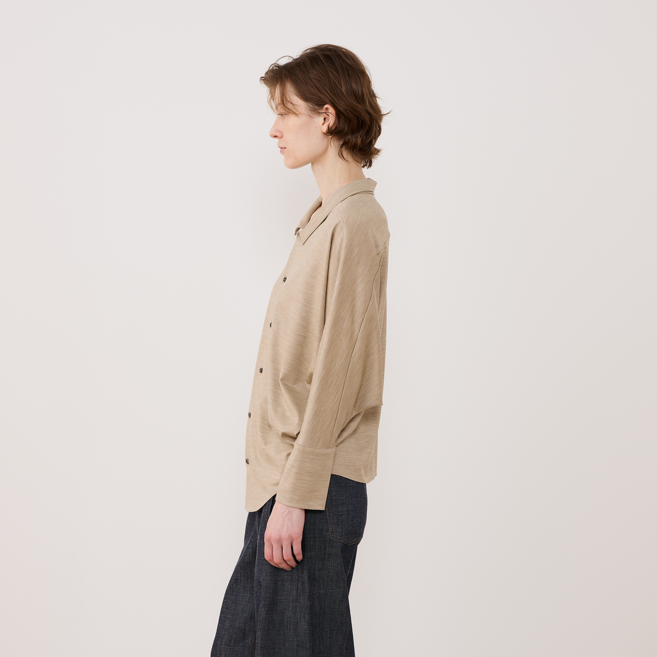 Theory 21AW ウォッシャブル エコレザー ドルマンスリーブシャツ ウォッシャブルウールジャージー ドルマンスリーブシャツ