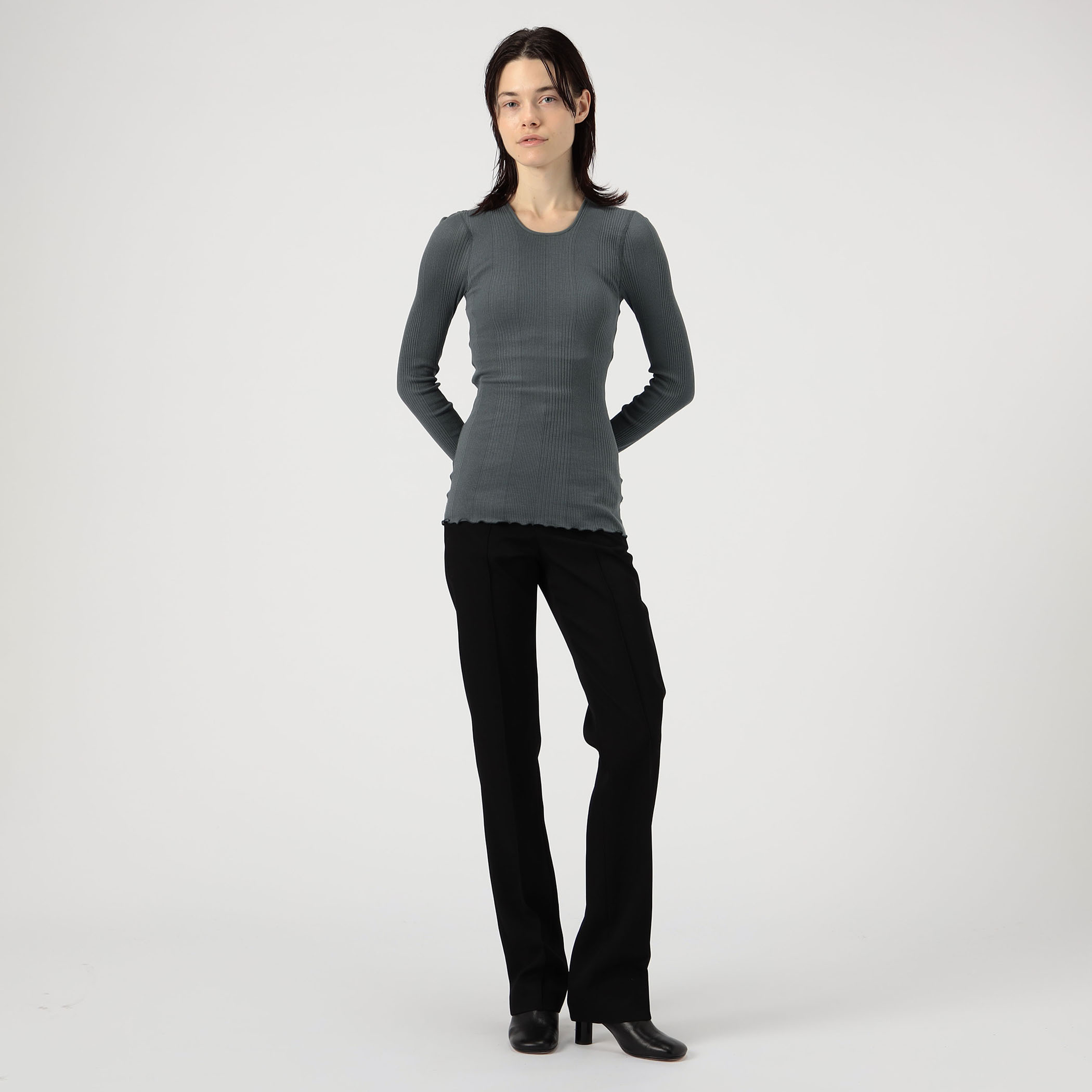 HAKUJI ランダムリブ ブラ ロングスリーブカットソー