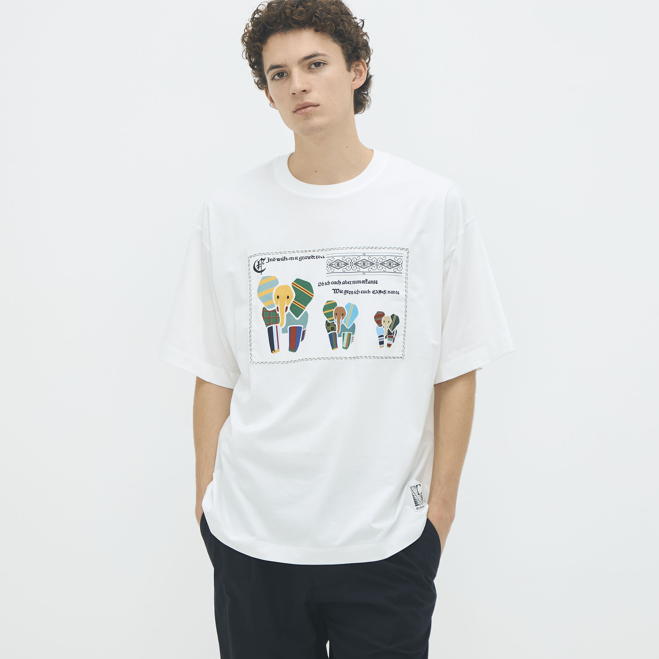 CABaN スビンコットン MIX PATTERNED ELEPHANT Tシャツ