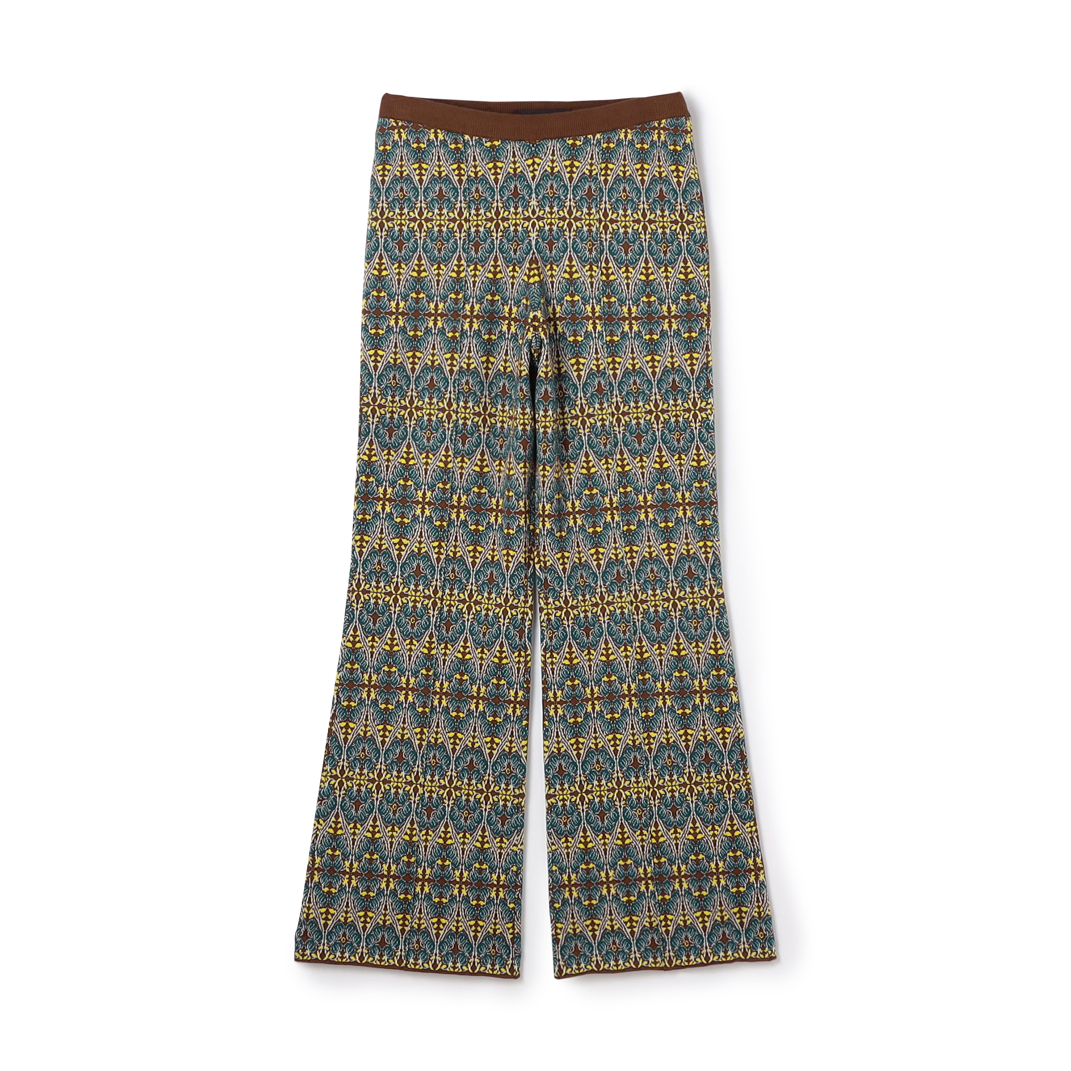 CABaN コットンカシミヤストレッチ ジャカードプリントニットパンツ