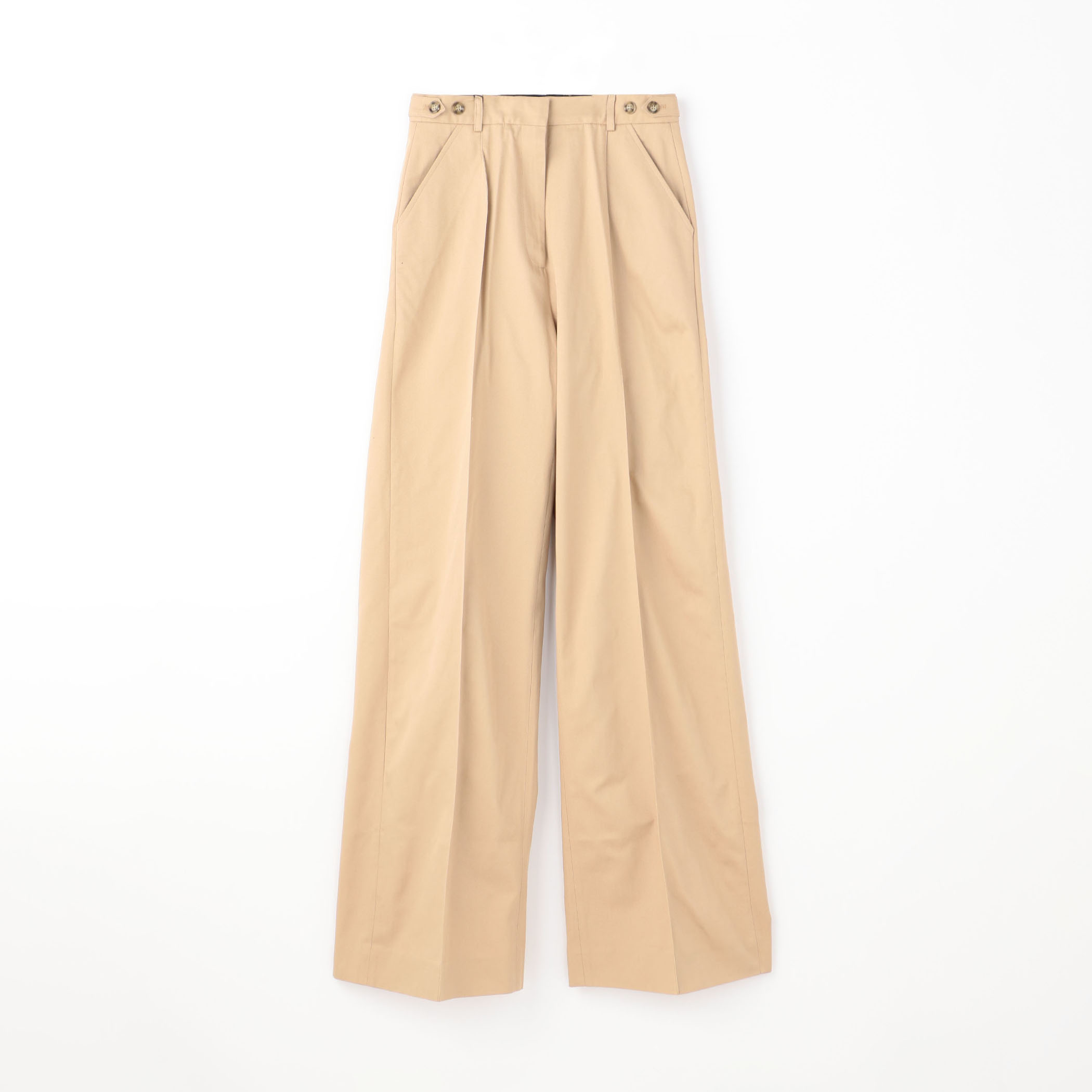 ROKH LONG TROUSER コットン ハイウエストワイドパンツ