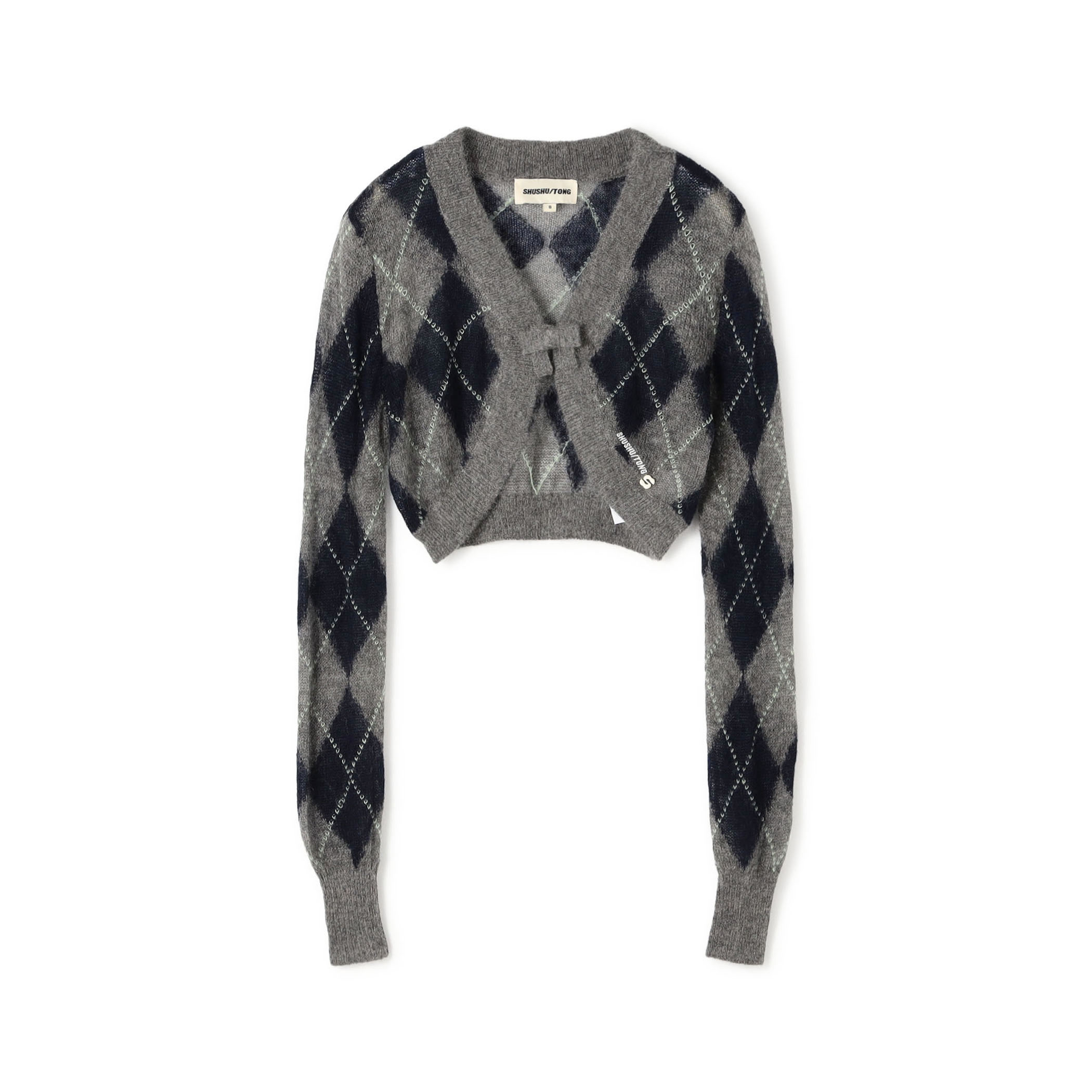 SHUSHU/TONG Ultra-short Knit Cardigan アーガイルニット カーディガン
