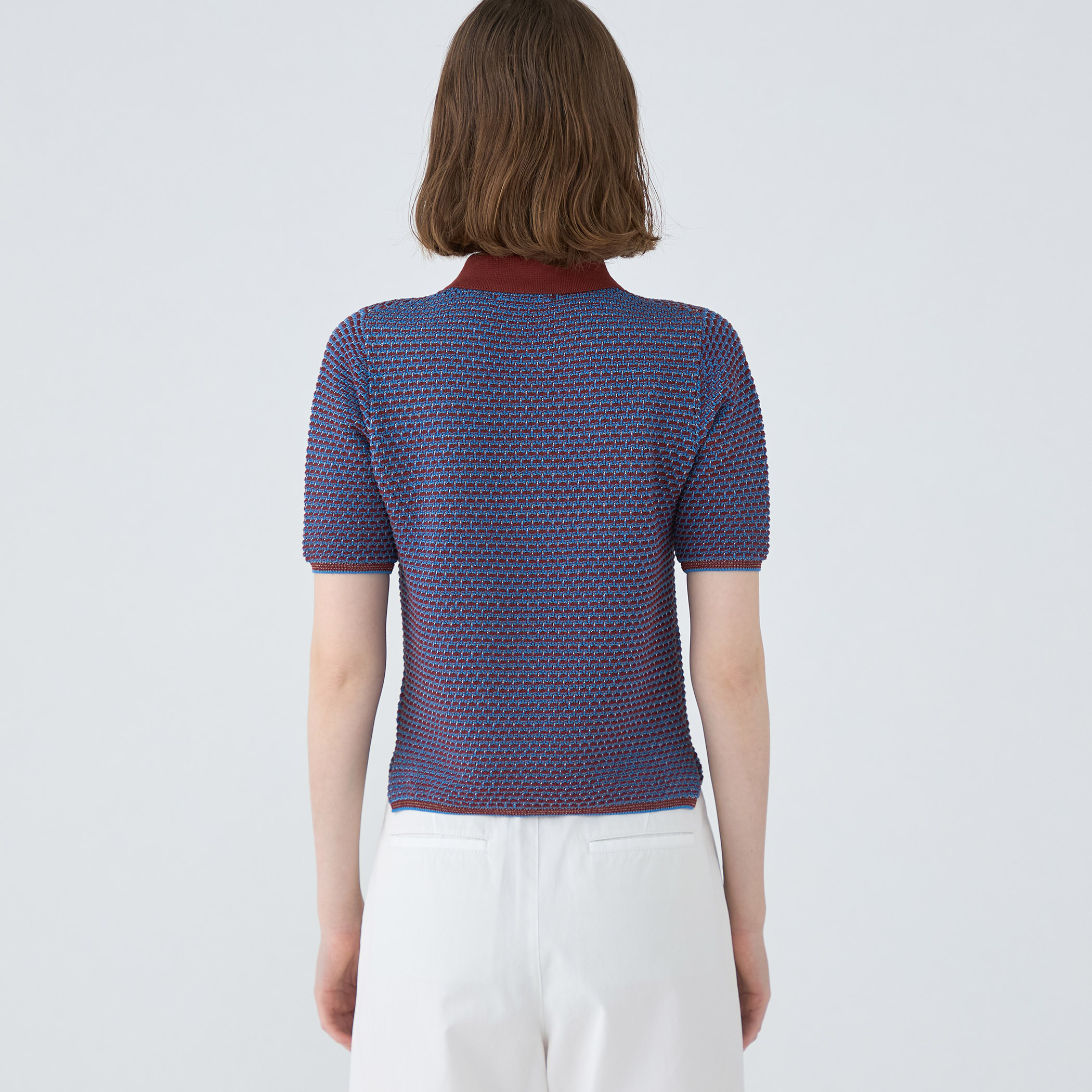 コットンナイロンラメボーダー ポロプルオーバー｜トゥモローランド