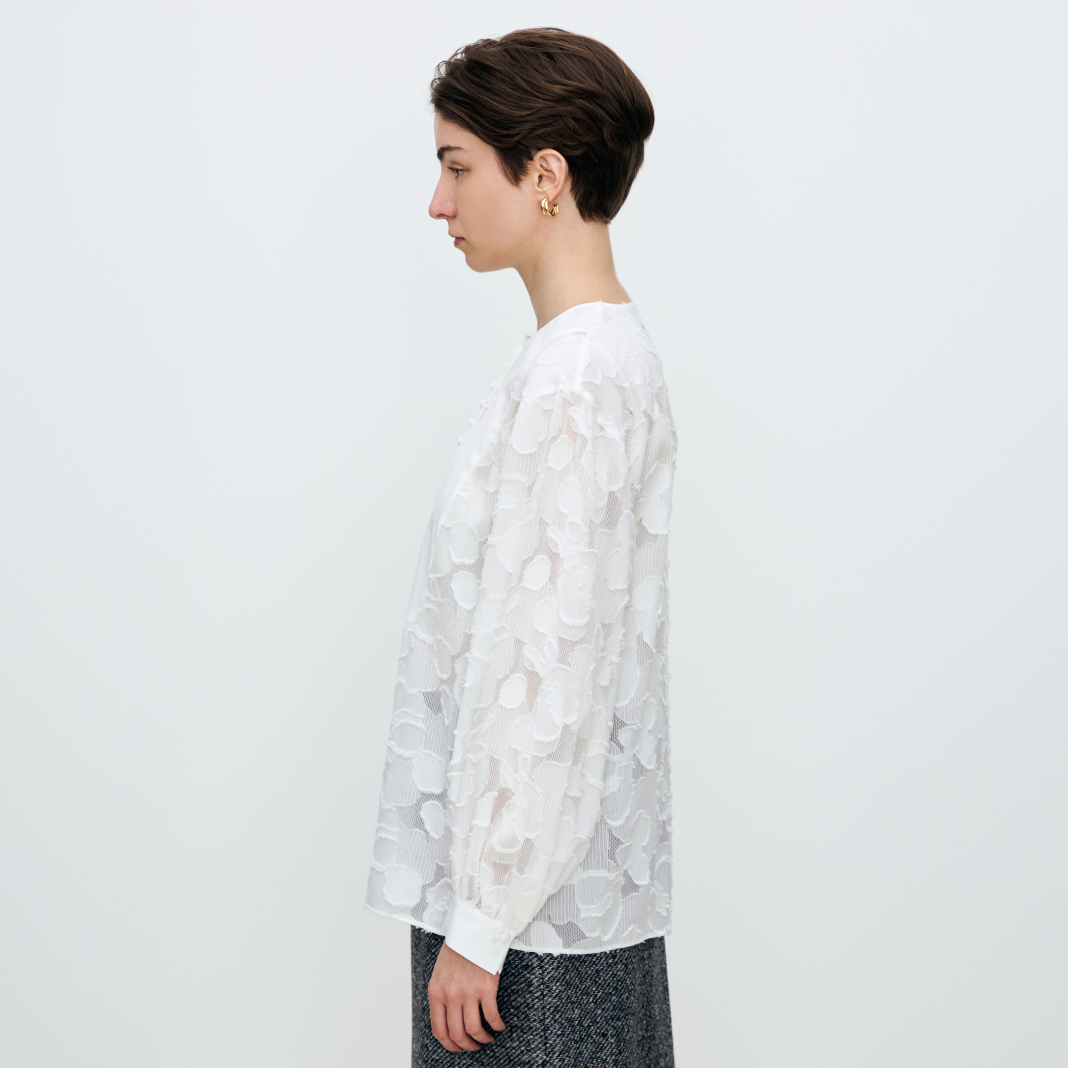 レイヤーカットジャカード ボザムコンビブラウス｜トゥモローランド