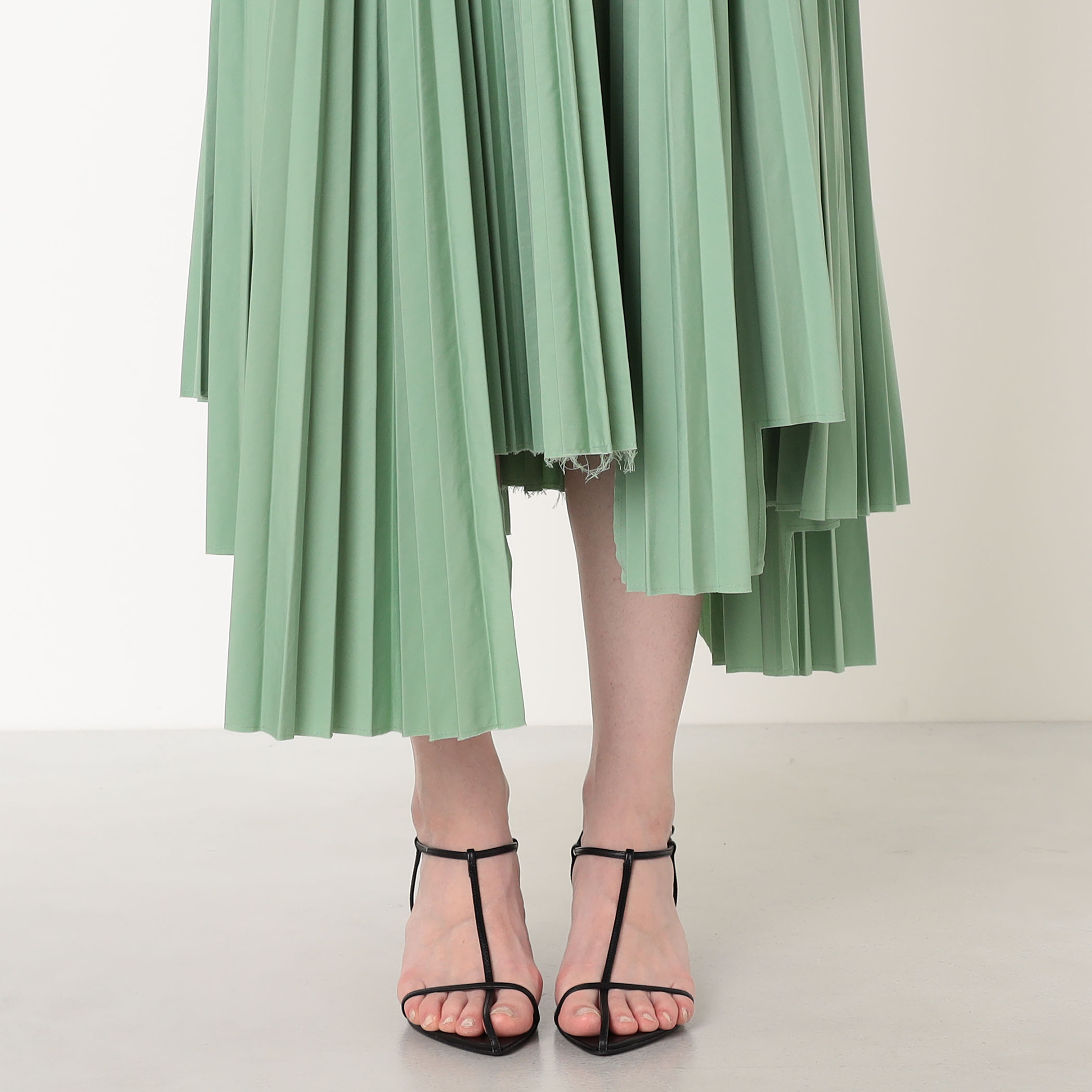 ★新品/定価14万★ PLAN C カラー切り替えプリーツスカート 38 PLAN C PLEATED LONG SKIRT アシンメトリー プリーツスカート