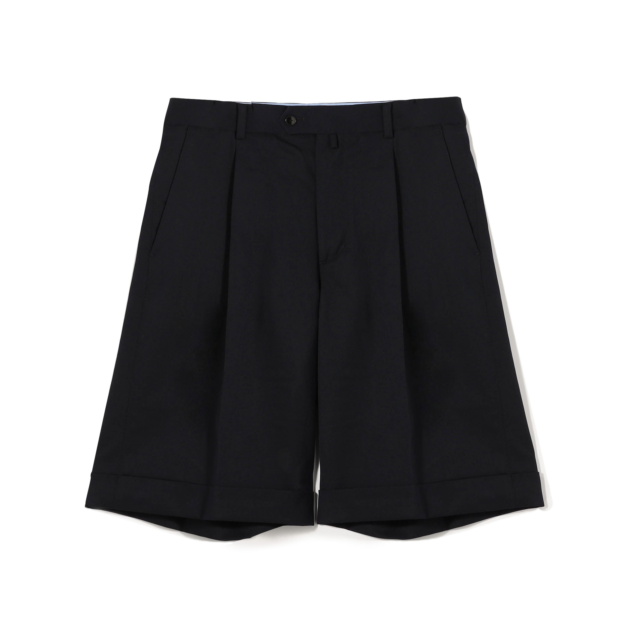 ウールポリエステルツイル バレルワイドショートパンツ