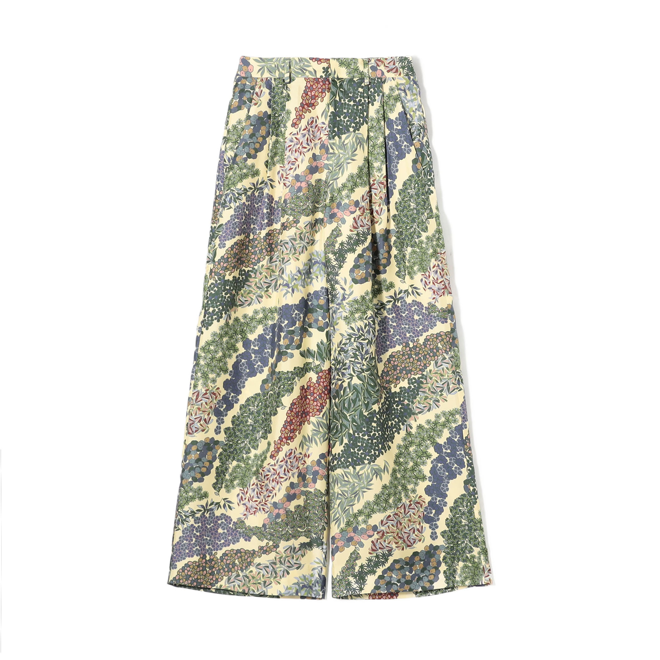 シルクツイル FLOWER RIVERプリント 2タックワイドパンツ
