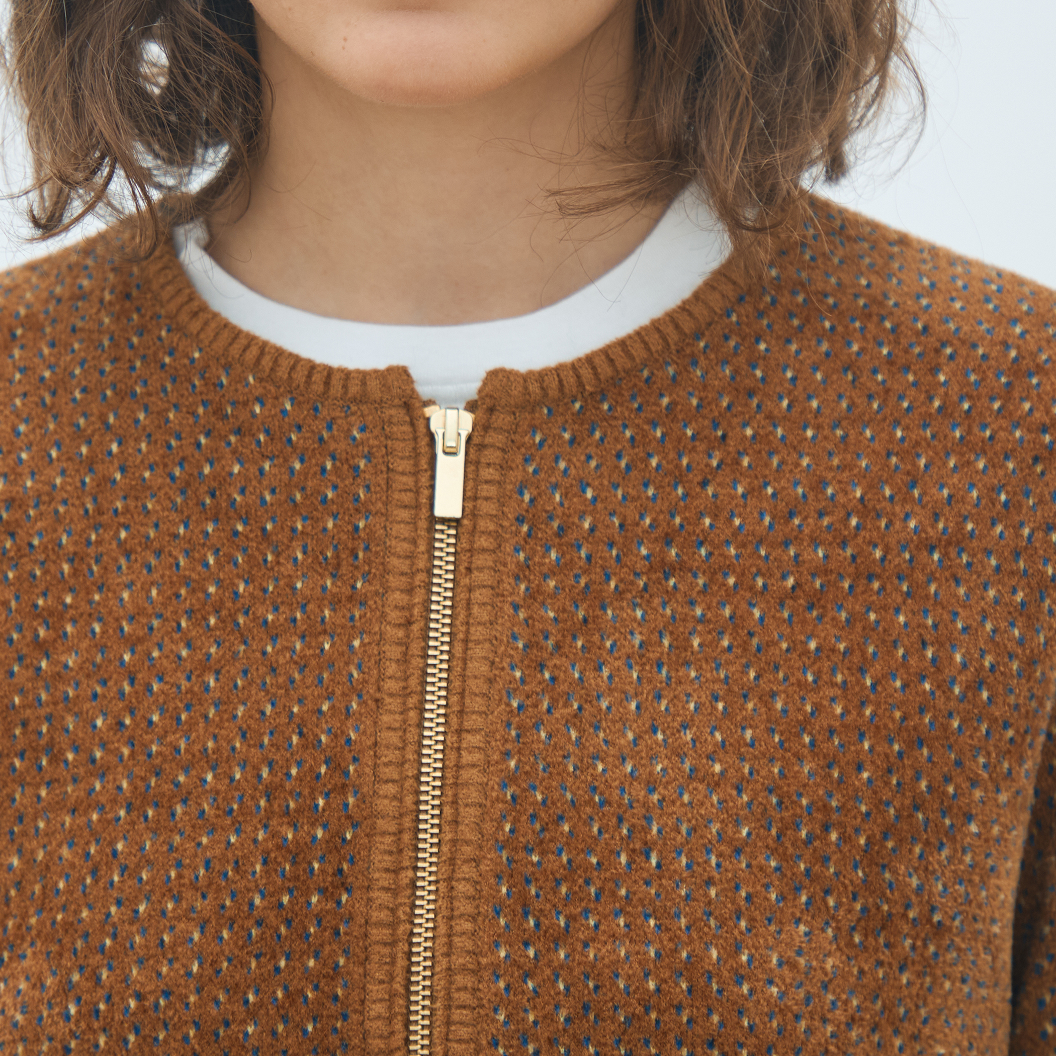 MACPHEE ループジャカード ジップアップカーディガン ループジャカード ジップアップカーディガン（カーディガン