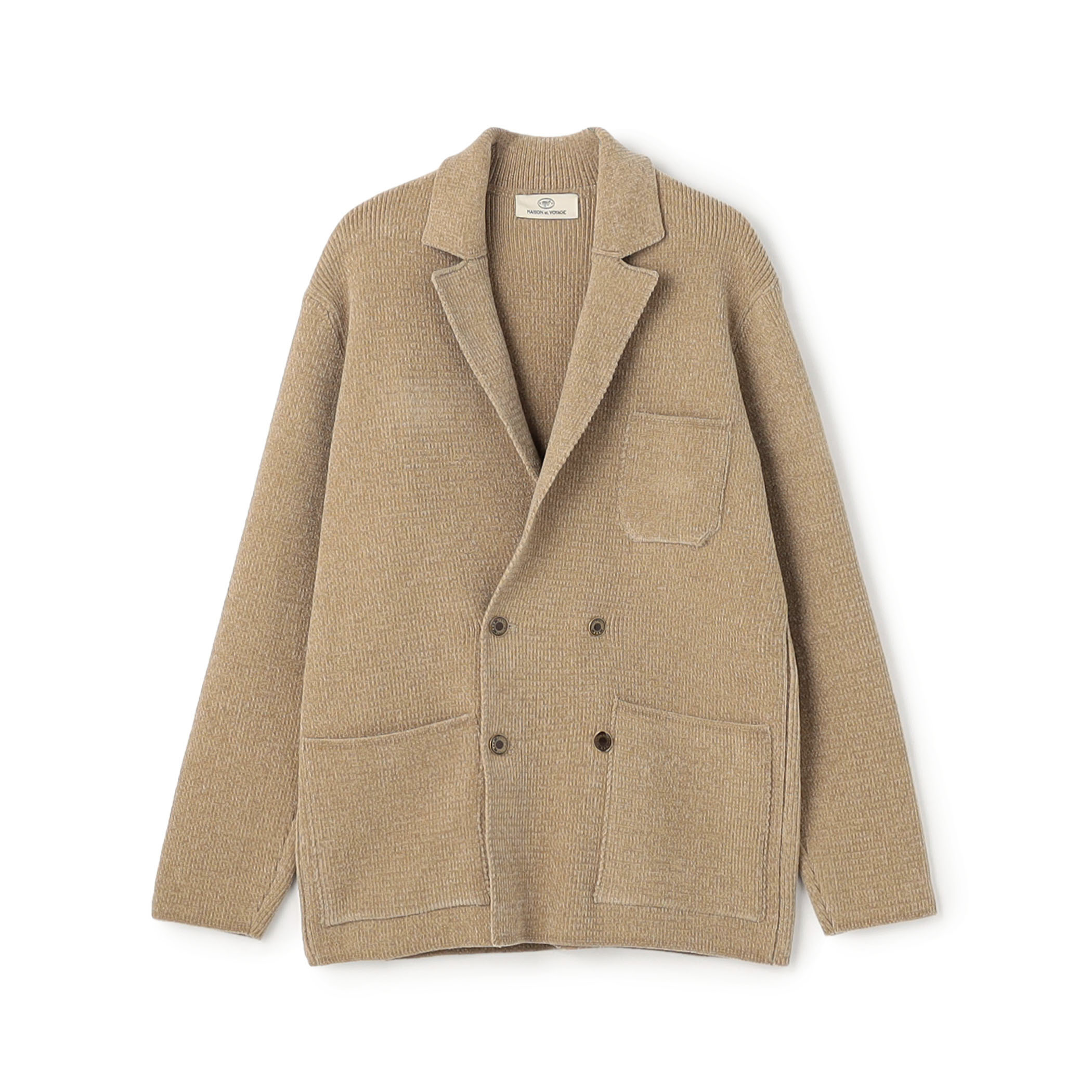 ポリエステルシェニールヤーン ダブルブレステッドニットジャケット