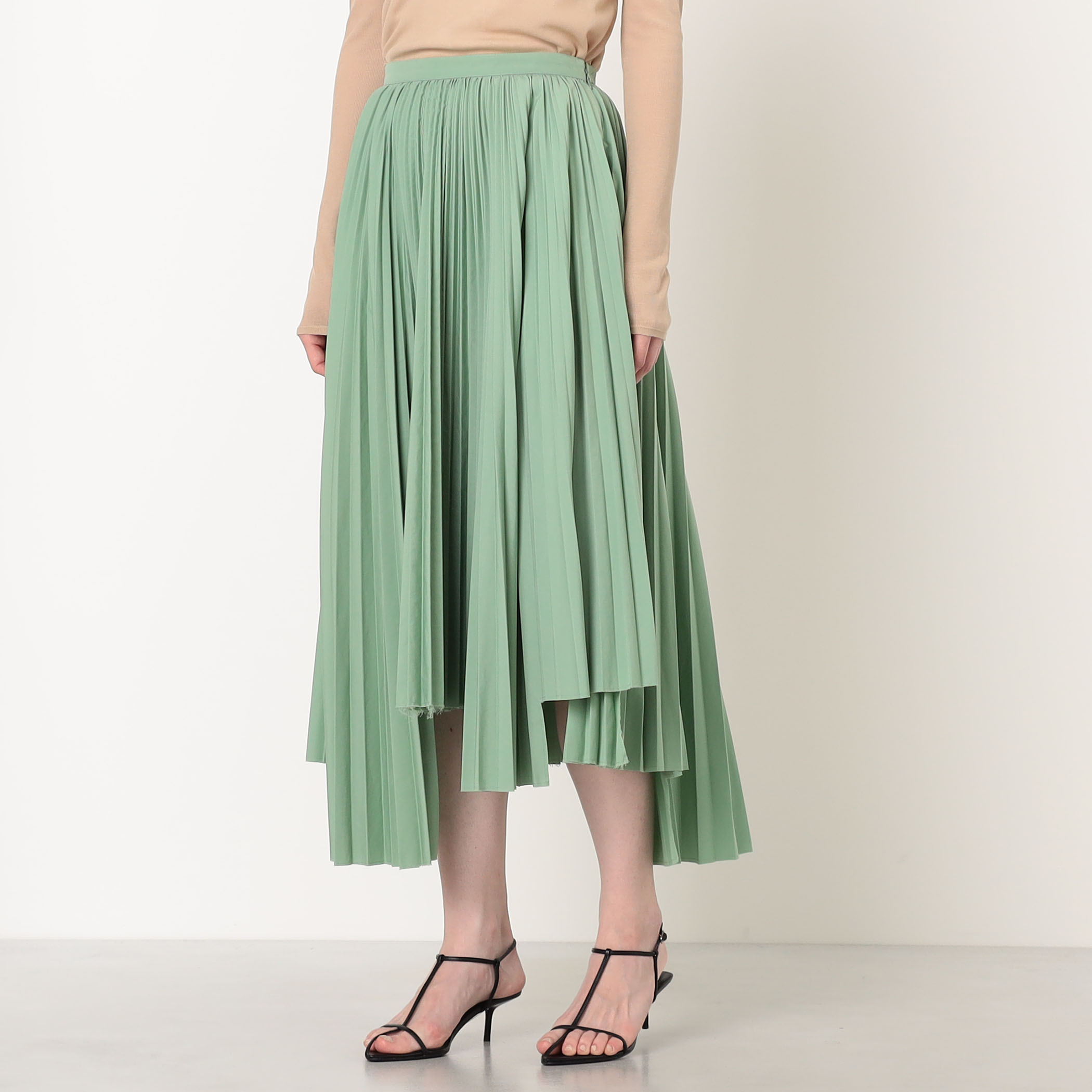 PLAN C PLEATED LONG SKIRT アシンメトリー プリーツスカート