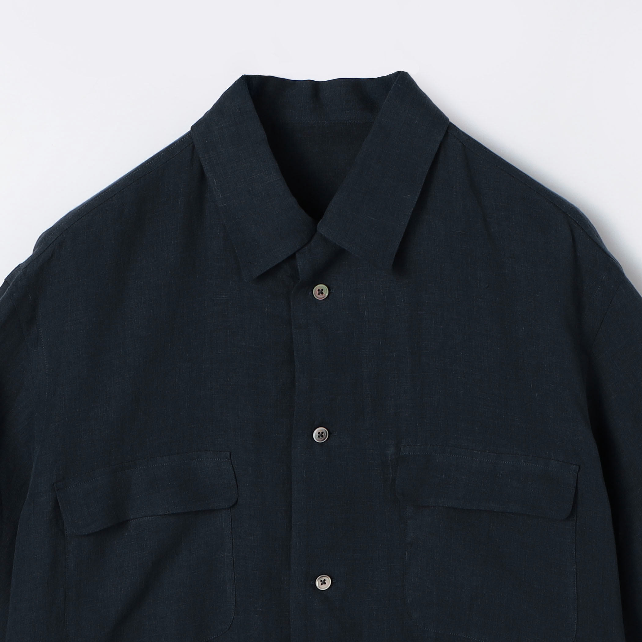 リネン ショートスリーブ ワンナップカラーシャツ