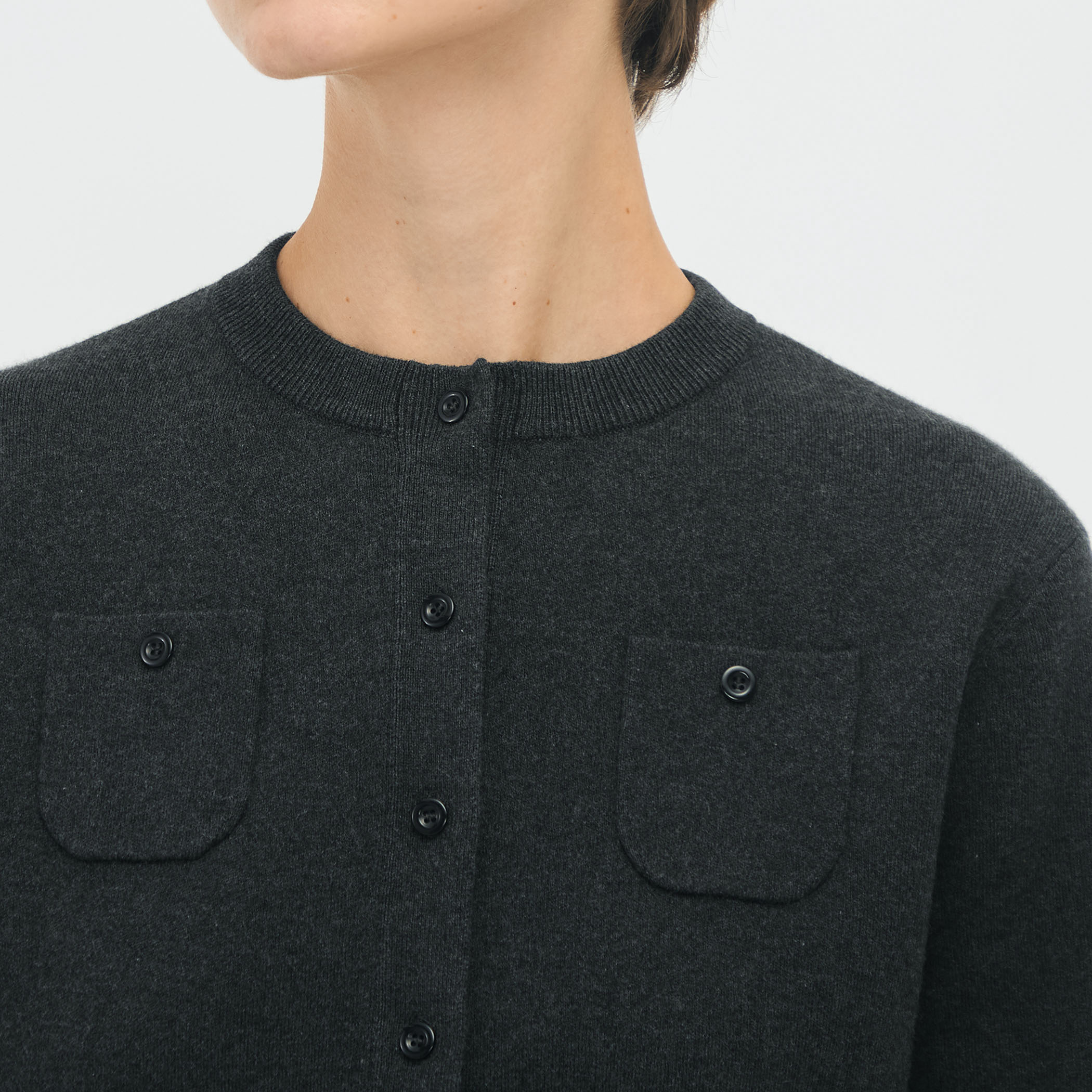 CABaN コットンカシミヤクルーネックカーディガン グレー XS 新品タグ付きCABaN コットンカシミヤ クルーネックカーディガン