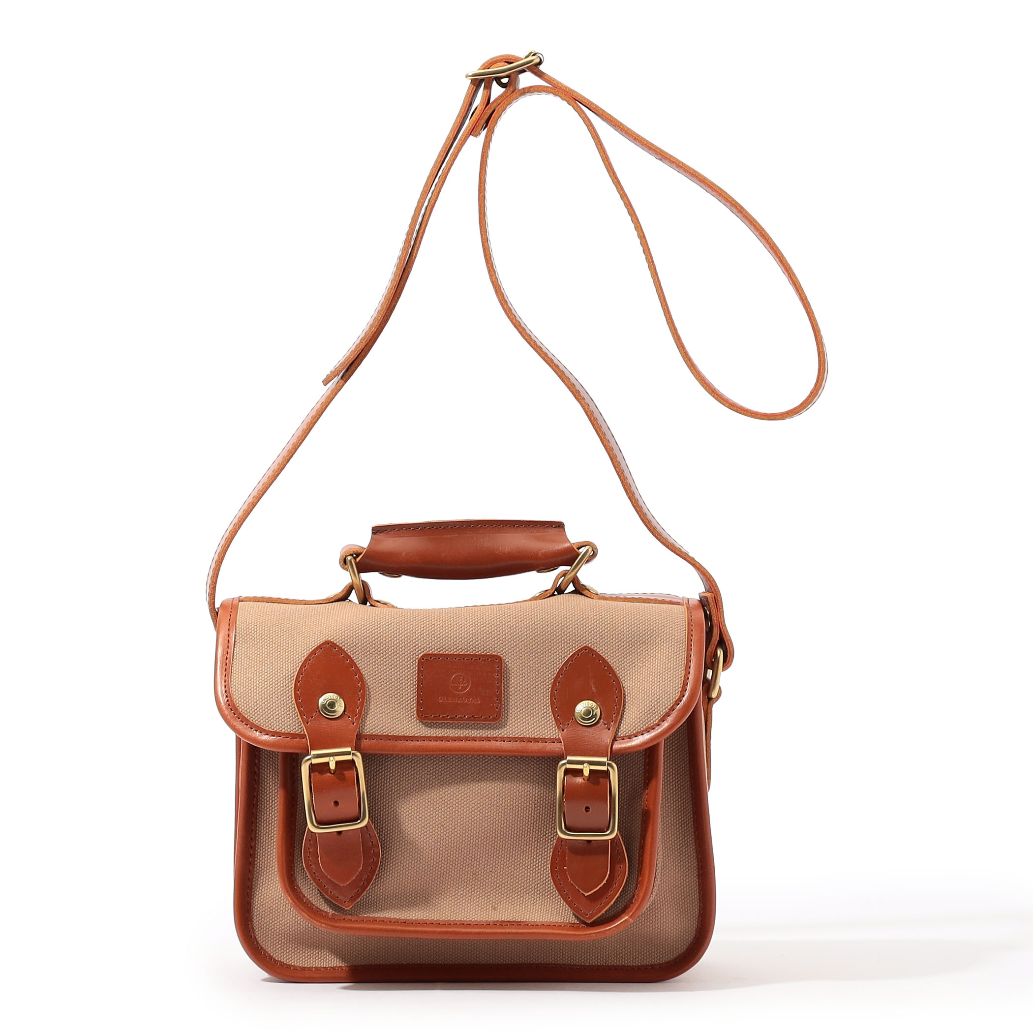 GLENROYAL ブライドルレザー&times;キャンバス サッチェルバッグ