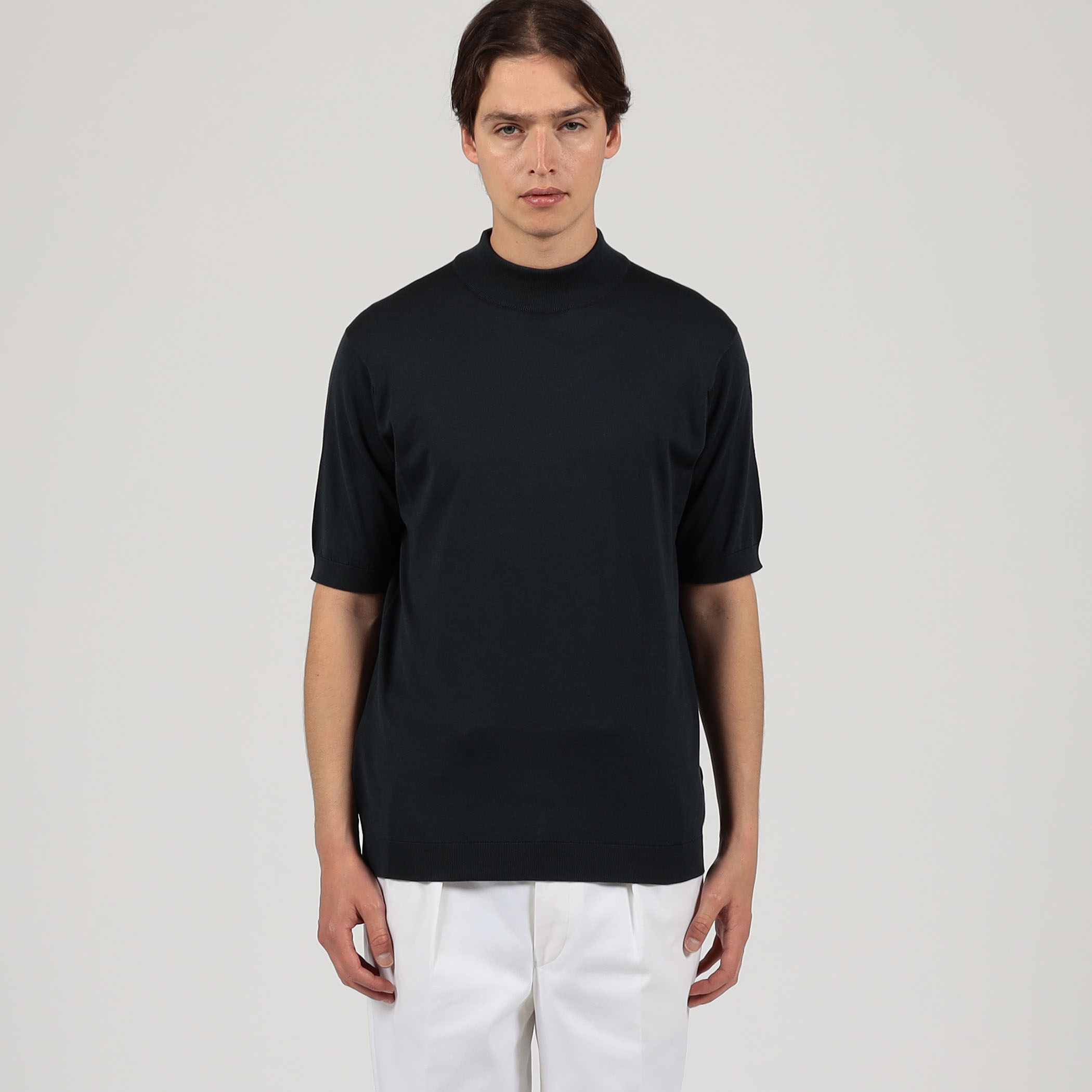 【別倉庫からの配送】 JOHN SMEDLEY ARBER コットン モックネックニット トップス