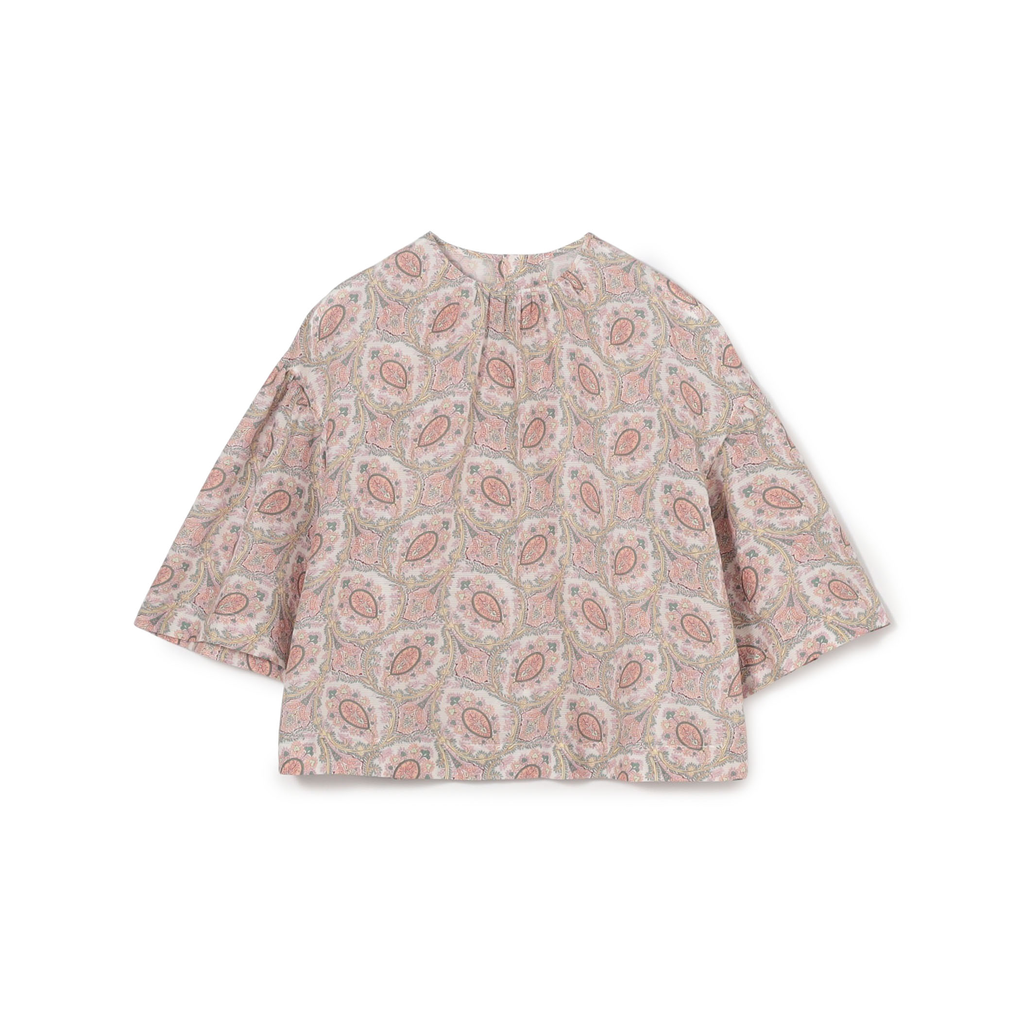 コットンシルクプリント プルオーバーブラウス
