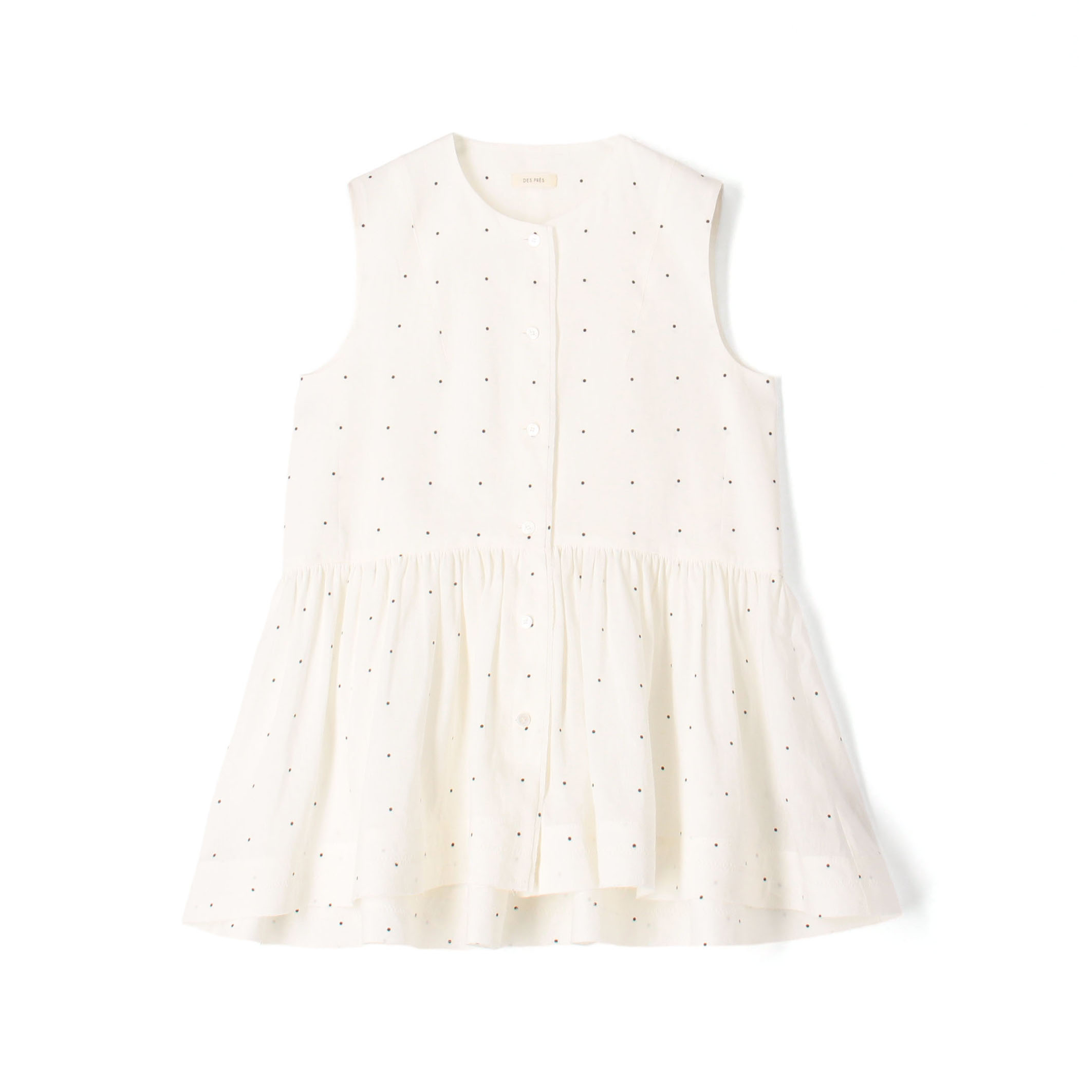 【WEB先行予約】アライメントドットプリント ギャザーペプラムブラウス