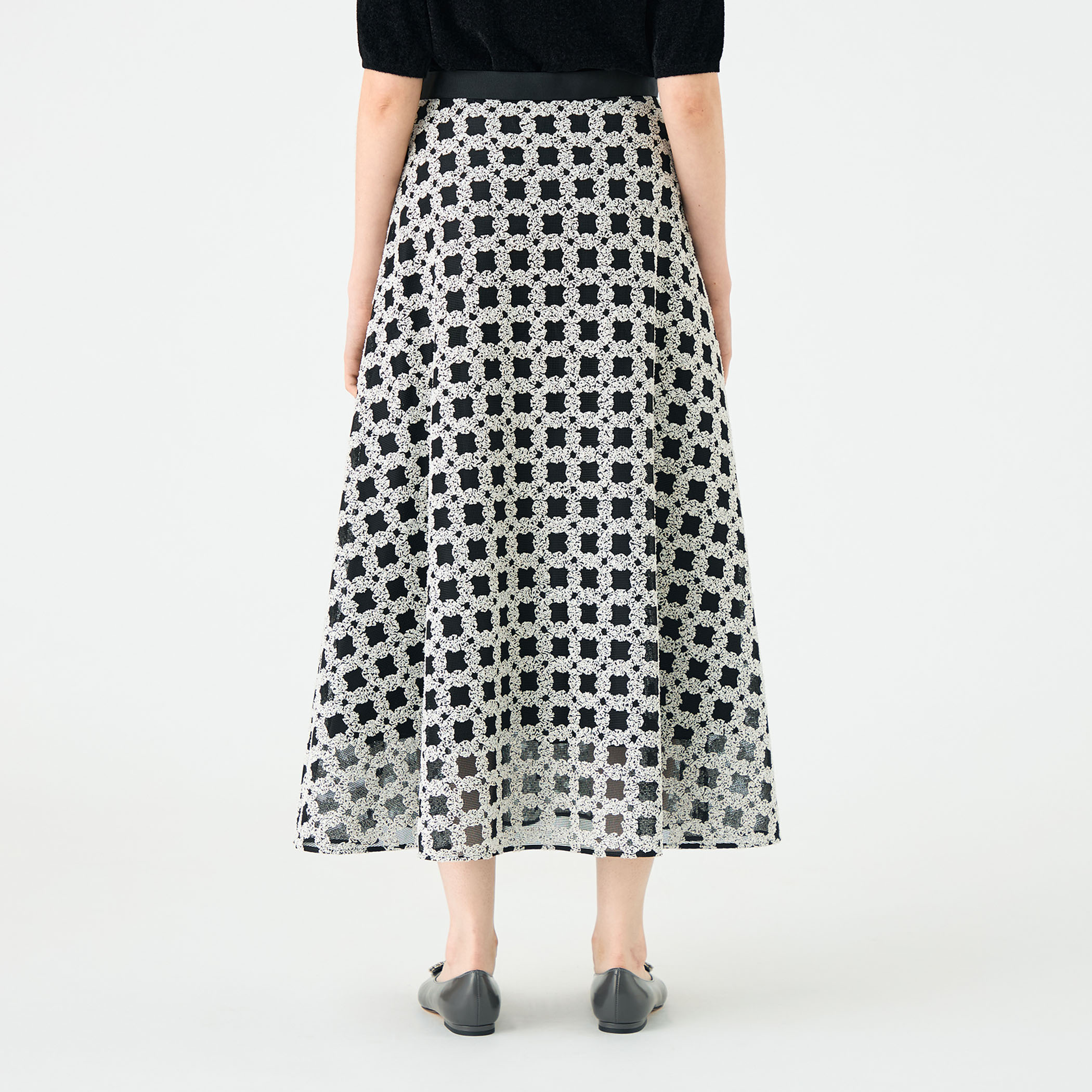 最終価格❗️ジュンヤワタナベ ボーダーフレアスカート フラッフィーヤーンエンブロイダリー フレアスカート