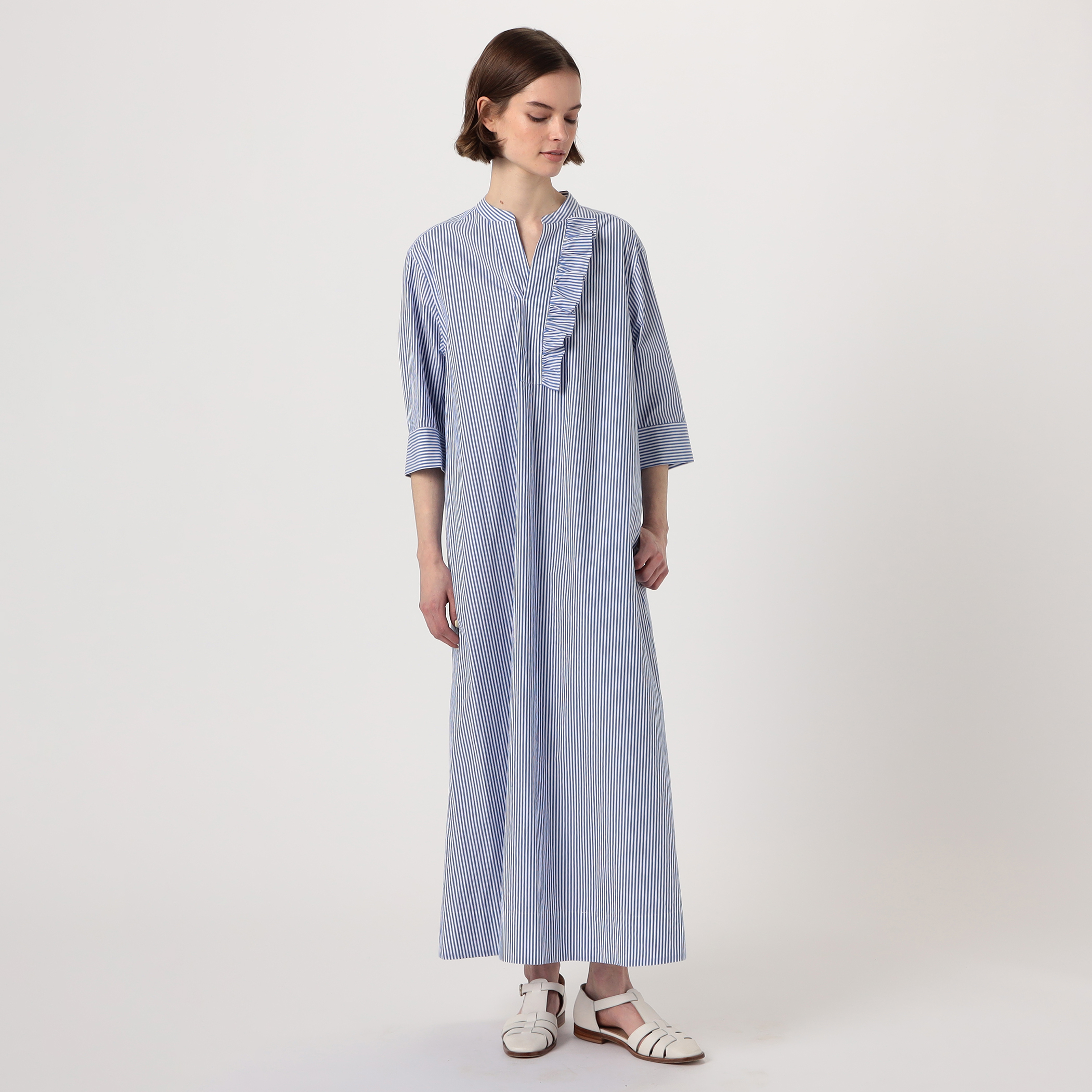MACPHEE フリル付きロングシャツワンピース item79efe03eeb4a11ef94aa0242ac