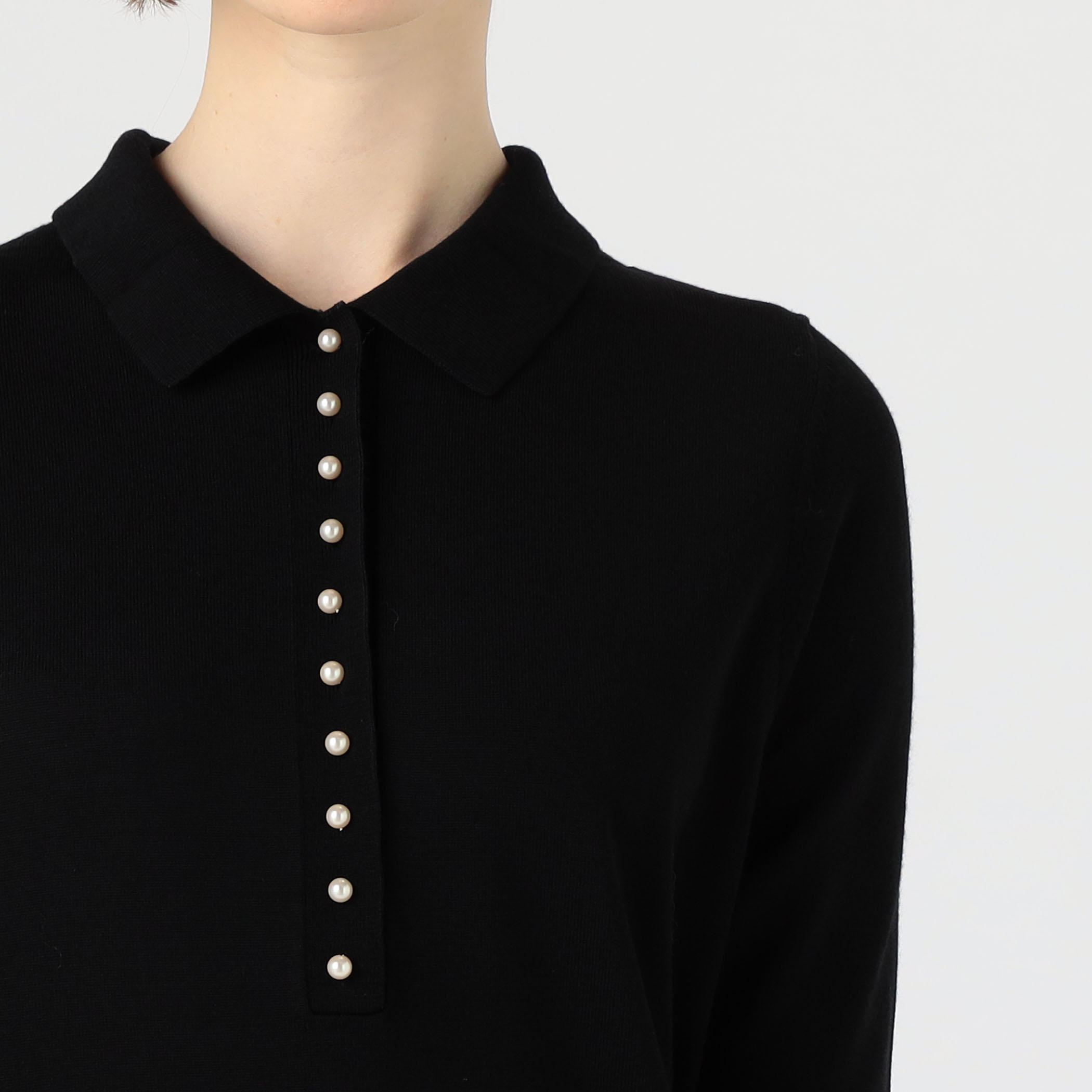 ウールポリエステルパールコンビ ポロロングワンピース