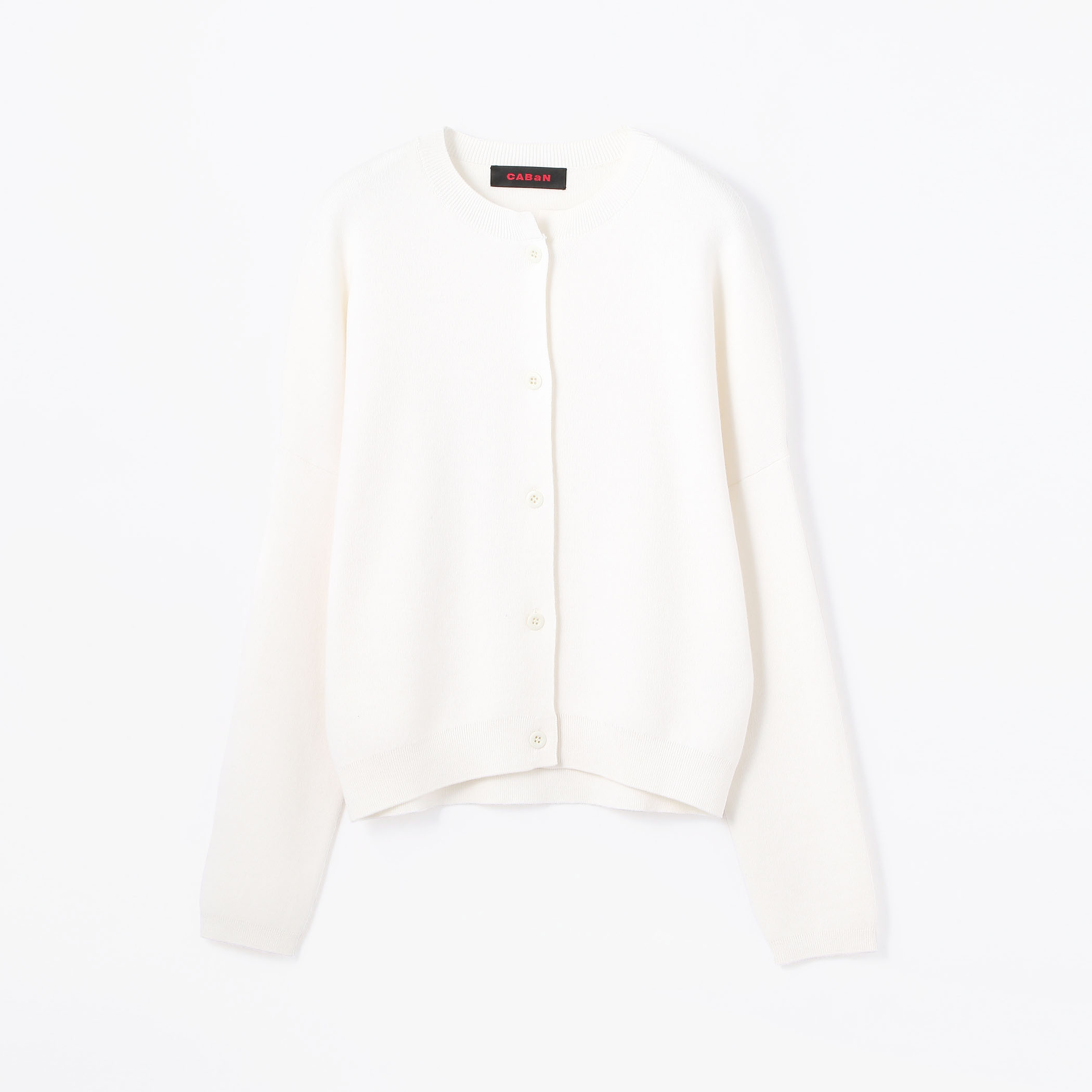 CABaNコットンカシミヤクルーネックカーディガン　ホワイトXS CABaN カーディガン コットンカシミヤ クルーネックカーディガン