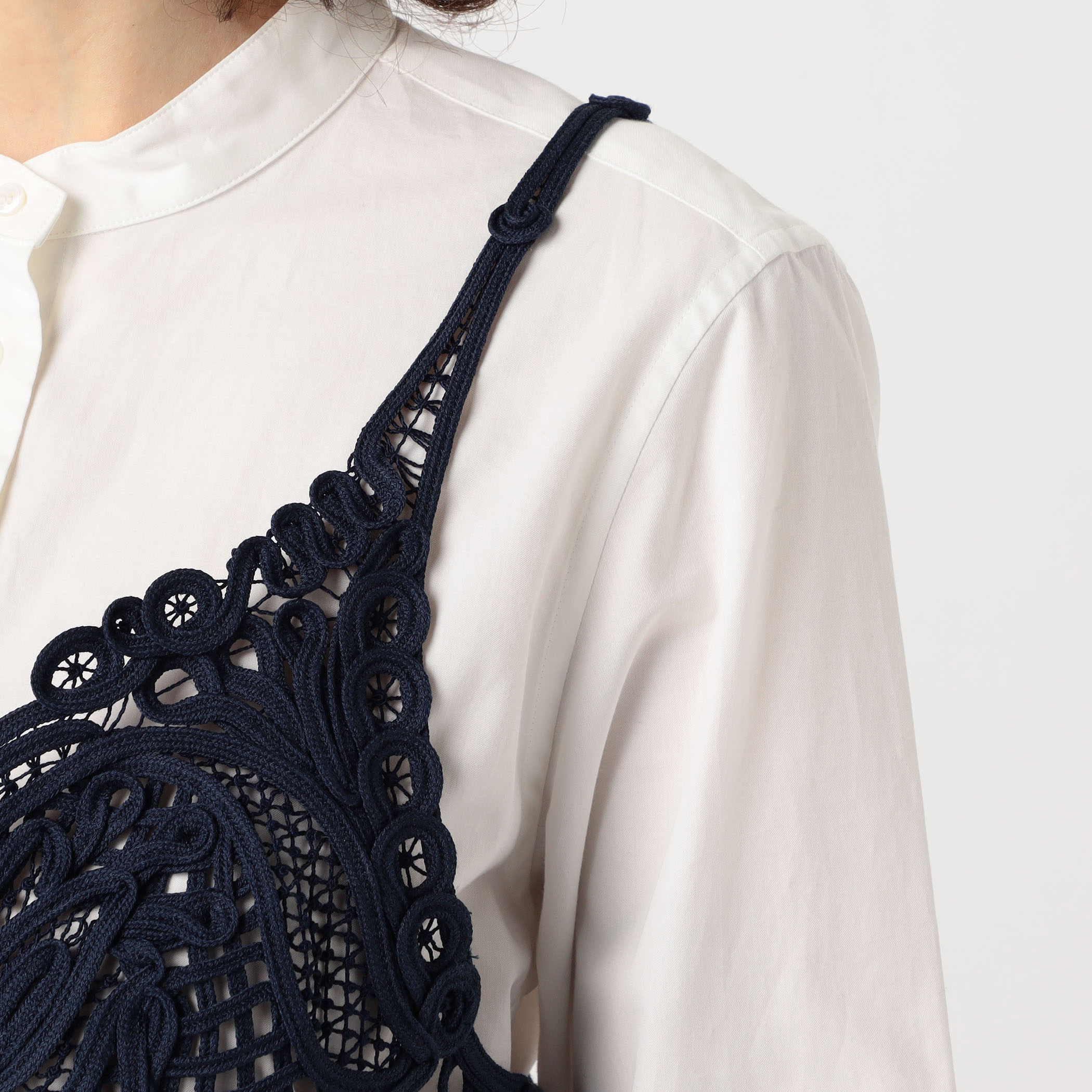 A*a様 mame kurogouchi コード刺繍　ベスト　navy Mame Kurogouchi(マメ) Cording Embroidery Detail Cotton Vest