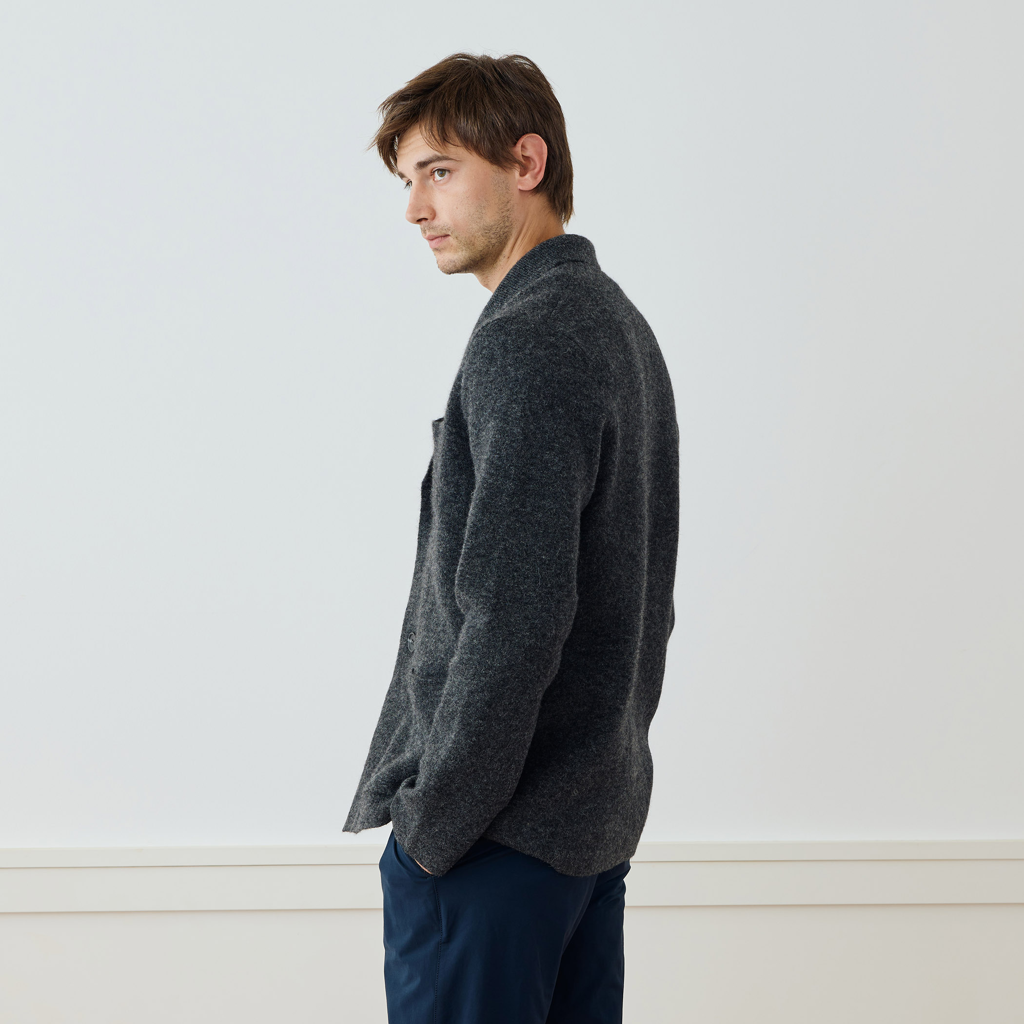 カシミヤナイロン ラペルカラーカーディガン MWAS2150