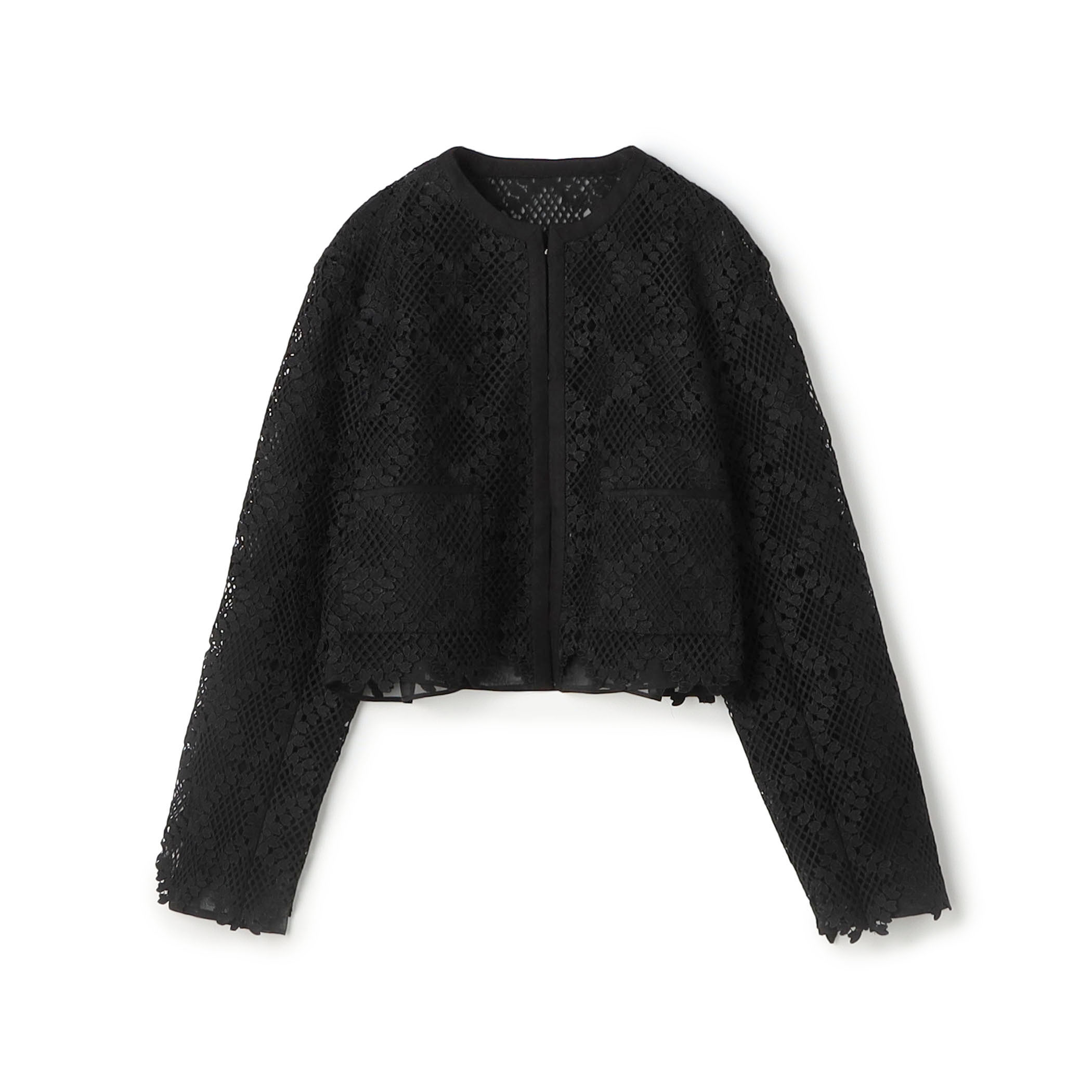 【WEB先行予約】ブルームリーフレース レイヤードノーカラージャケット